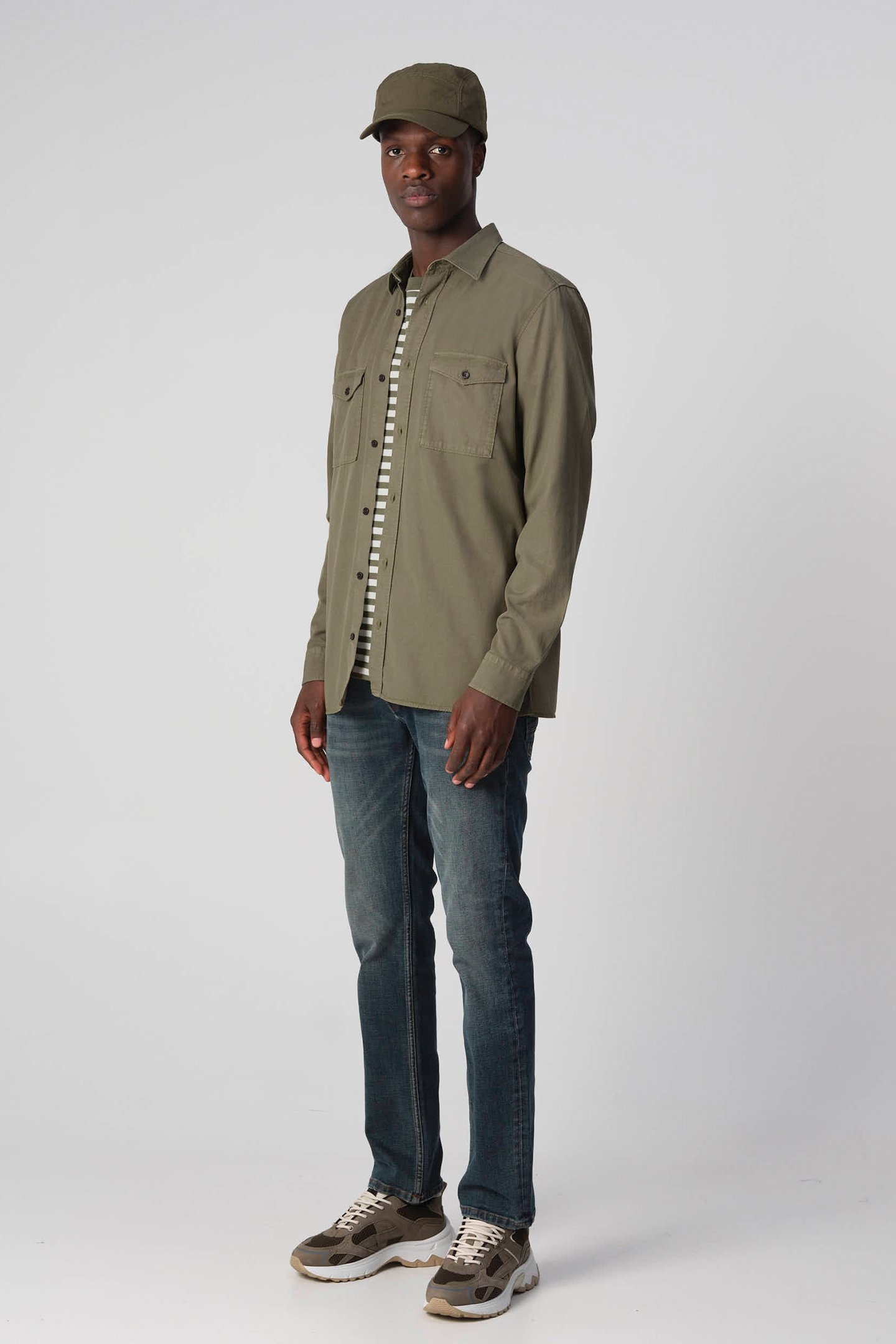 J.C. RAGS RHILEY CASUAL OVERHEMD LANGE MOUW OLIVE NIGHT 4