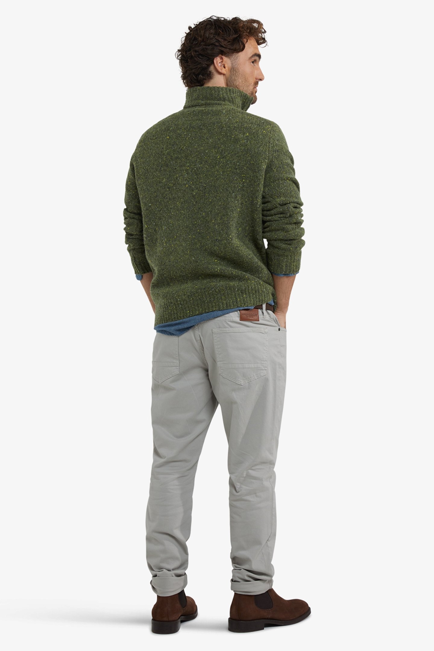 ZIP MOCK FISHERMANS SWEATER DARK OLIVE 3