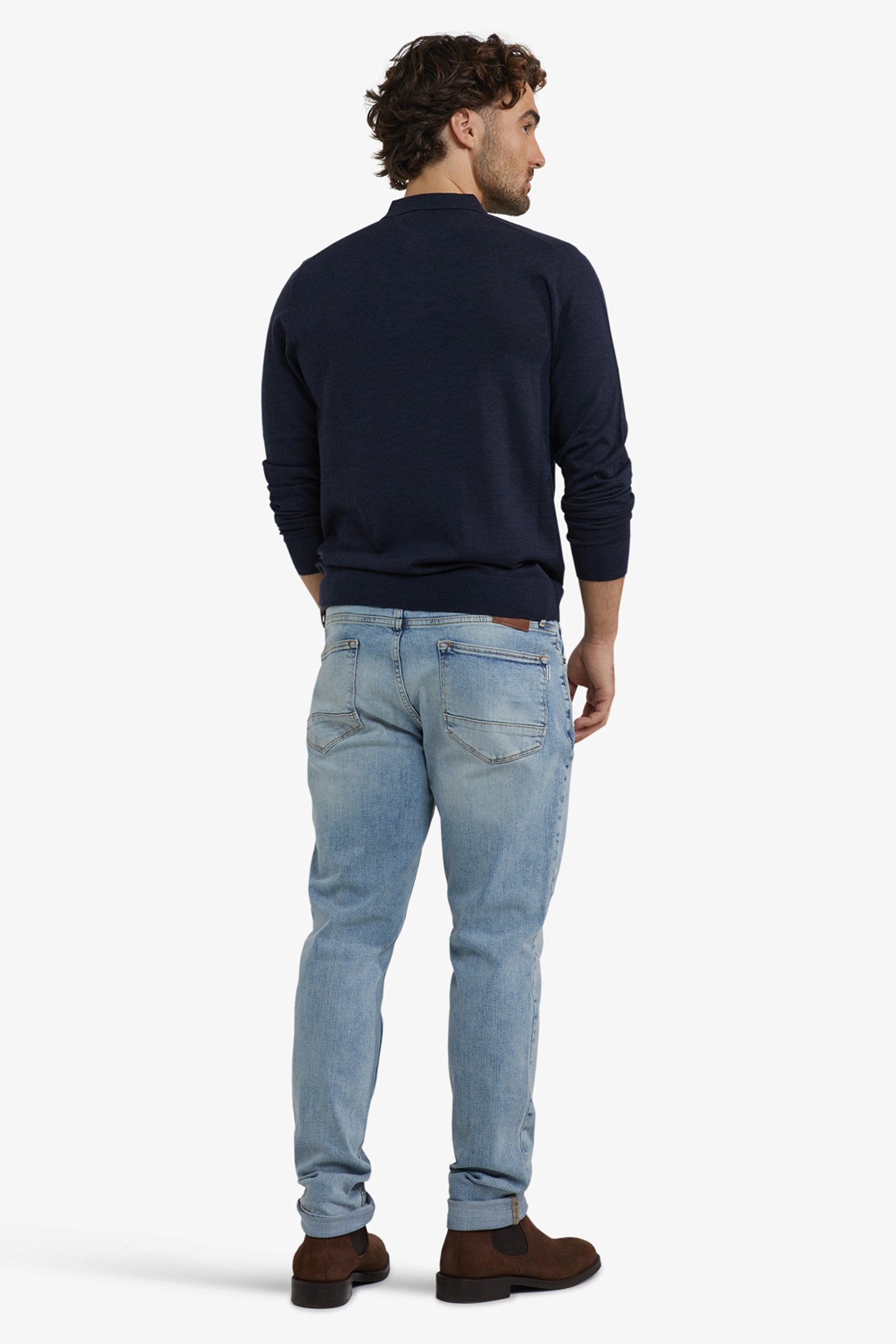 FINE MERINO POLO LONG SLEEVE NAVY 3