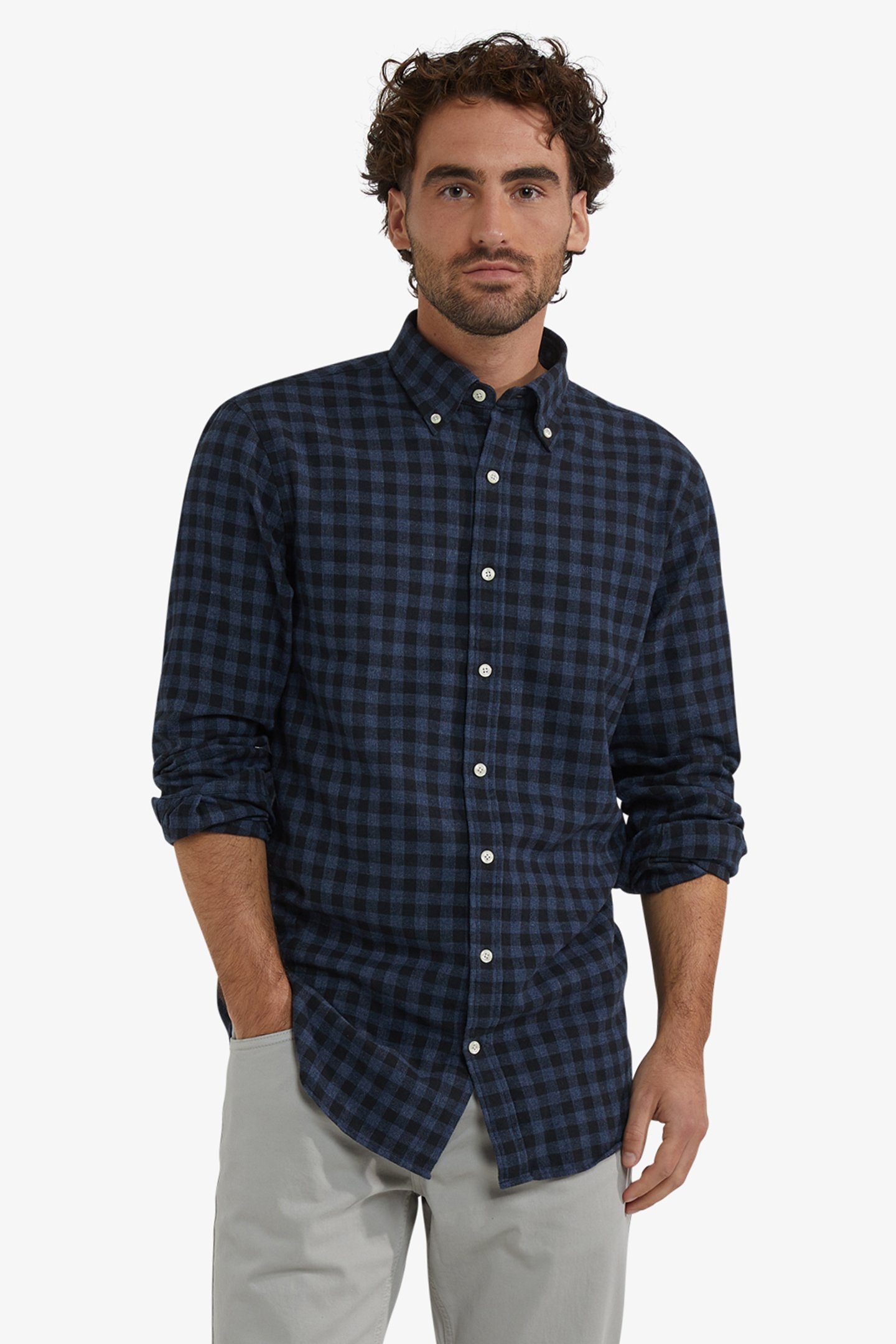 FLANNEL BLUE CHECK SHIRT NAVY 1