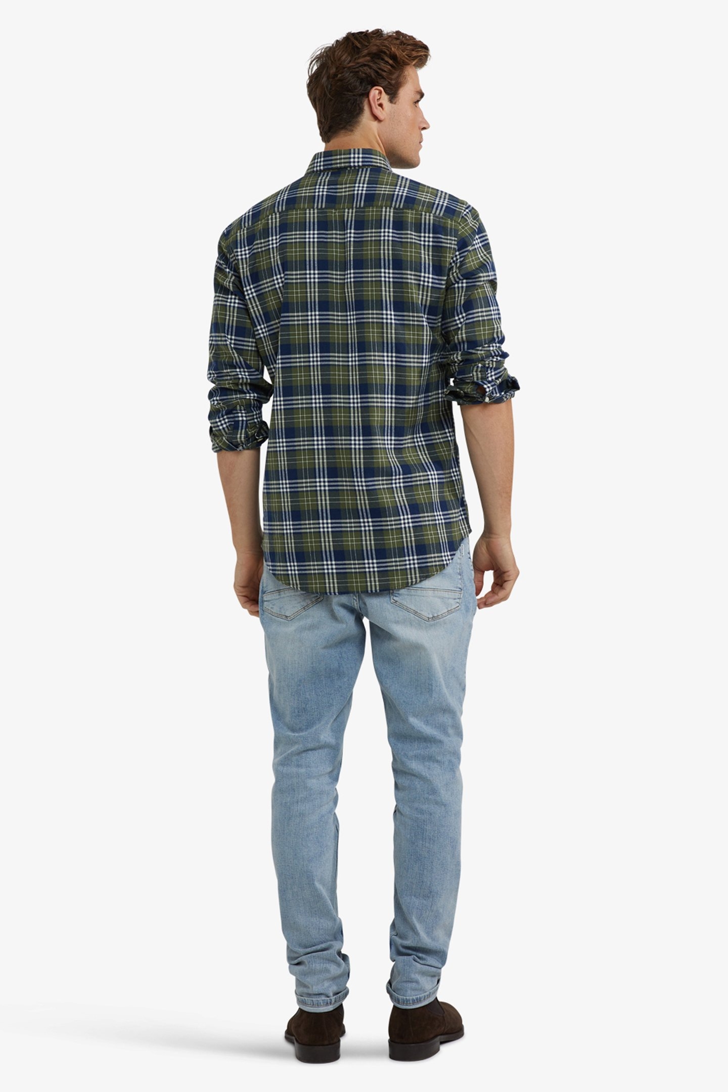 FLANNEL MULTI CHECK SHIRT MOSS GREEN 3