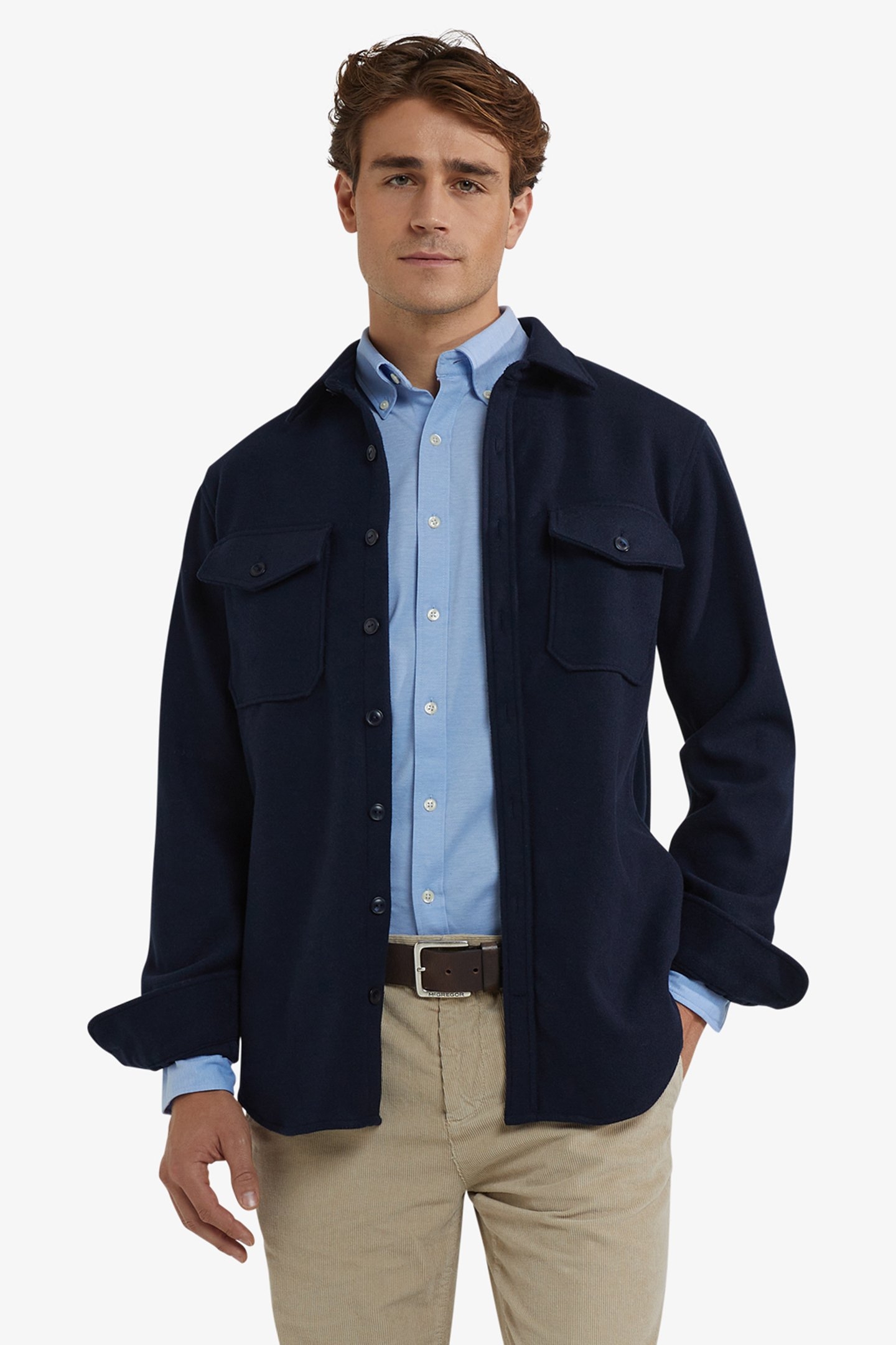 WOOL LOOK OVERSHIRT NAVY 1