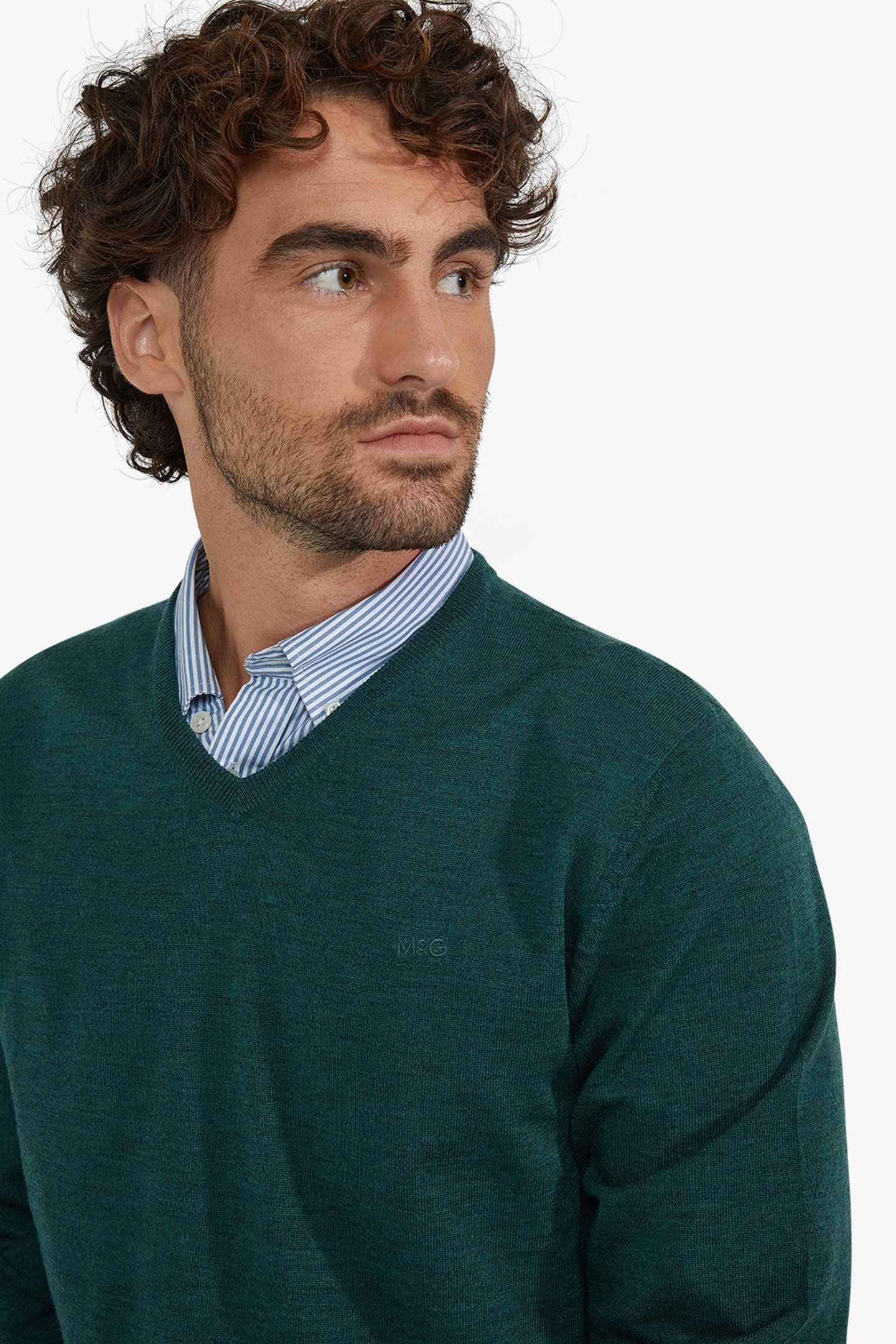 FINE MERINO V-NECK SWEATER WINTER SAGE 5