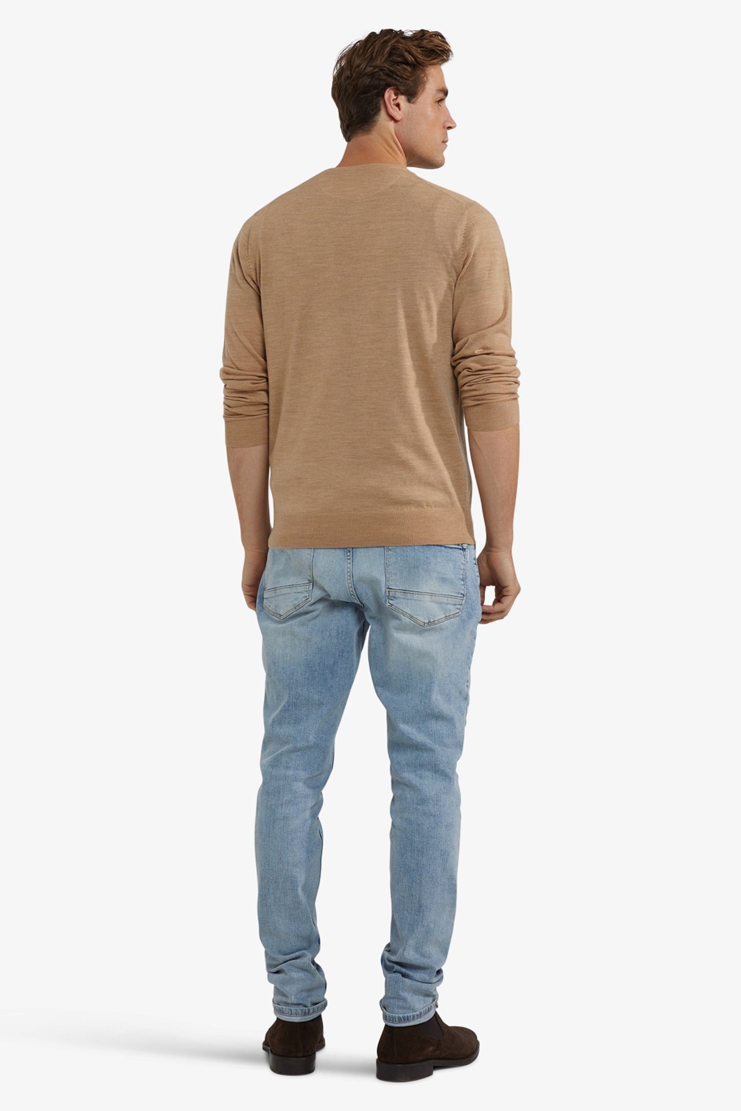FINE MERINO C-NECK SWEATER CAMEL 3