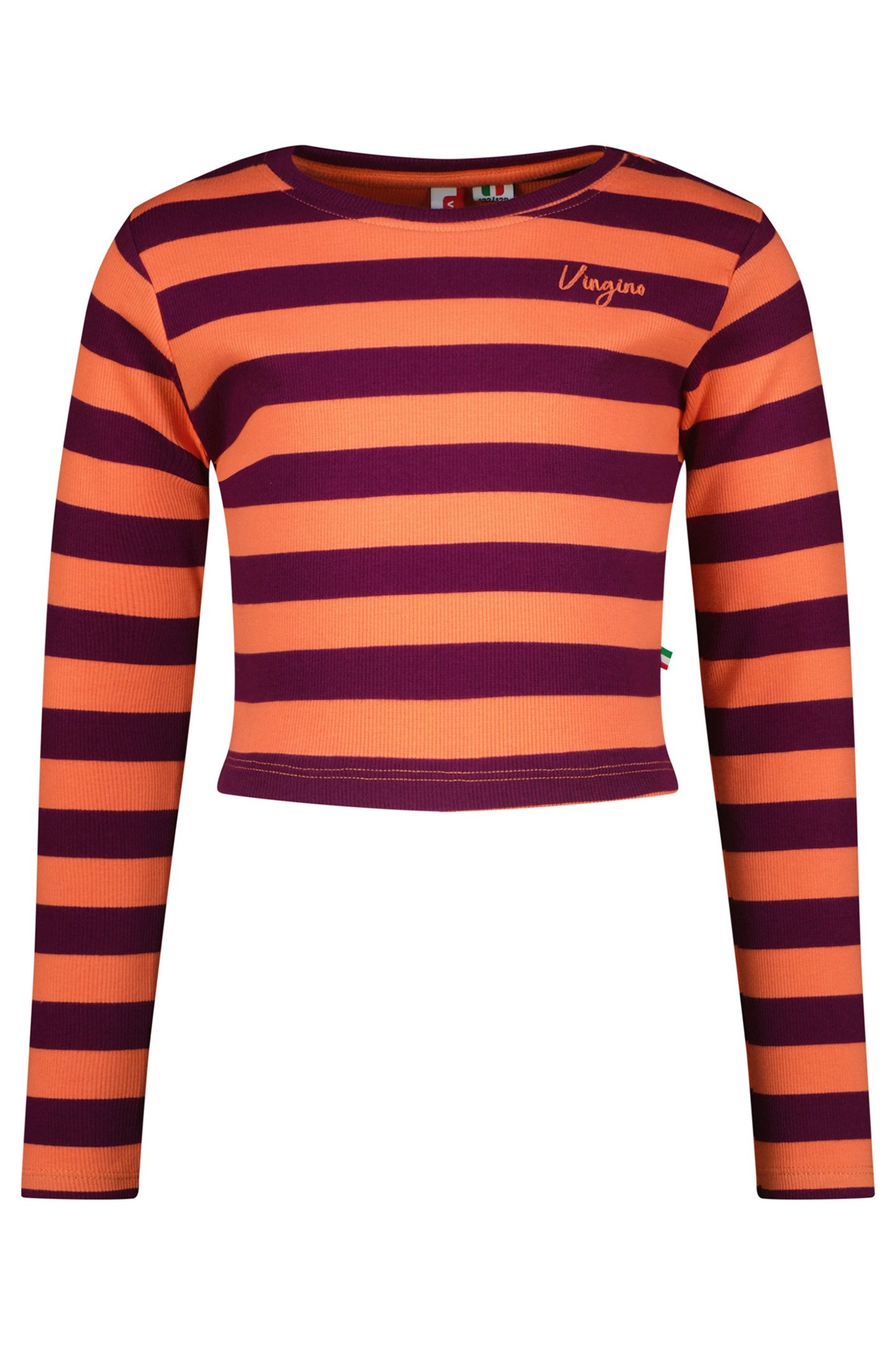 GIRLS G-BASIC-CROP RIB STRIPE T-SHIRT FRESH CORAL 3