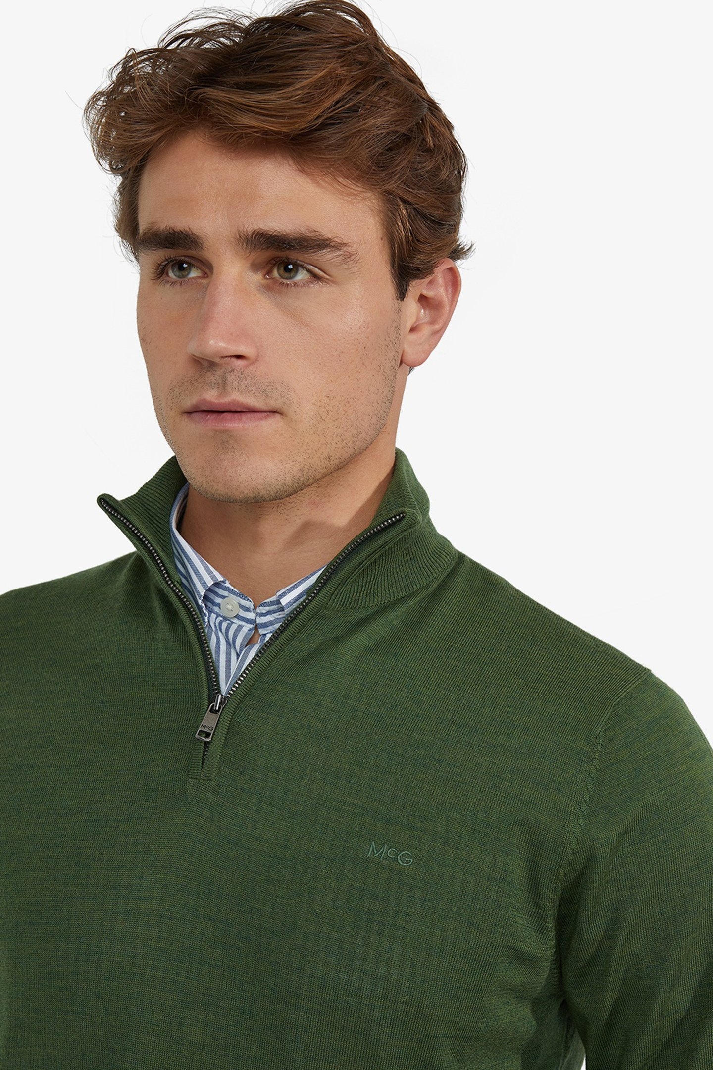 FINE MERINO ZIP MOCK SWEATER MOSS GREEN 4