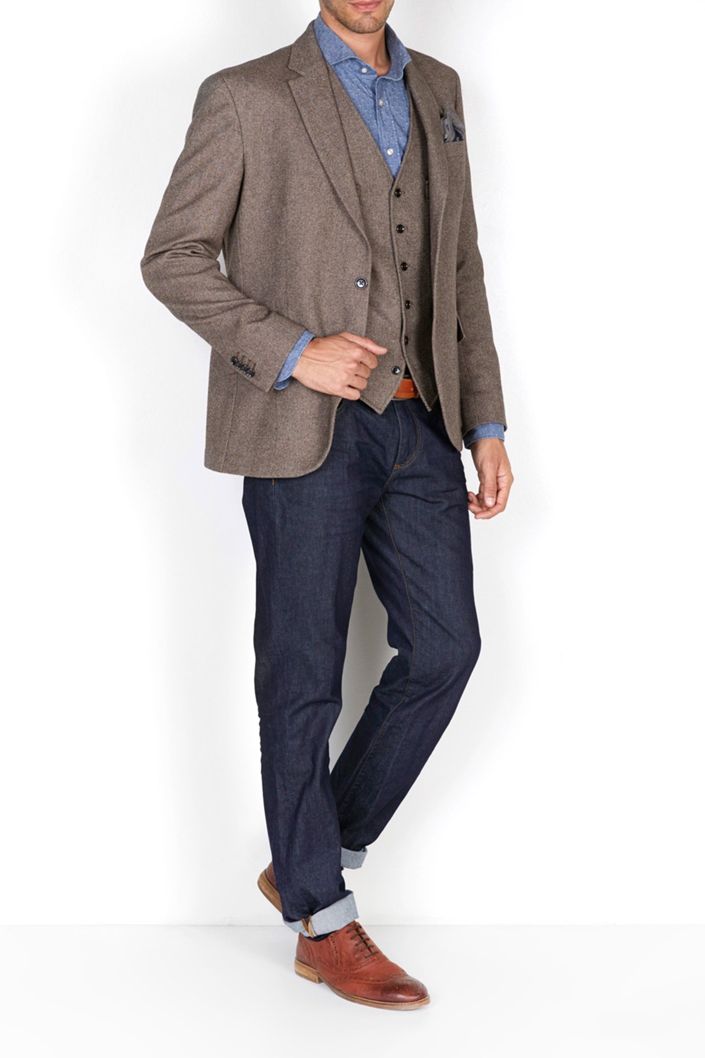 2 BTN FLAP PKT BLAZER BROWN 1