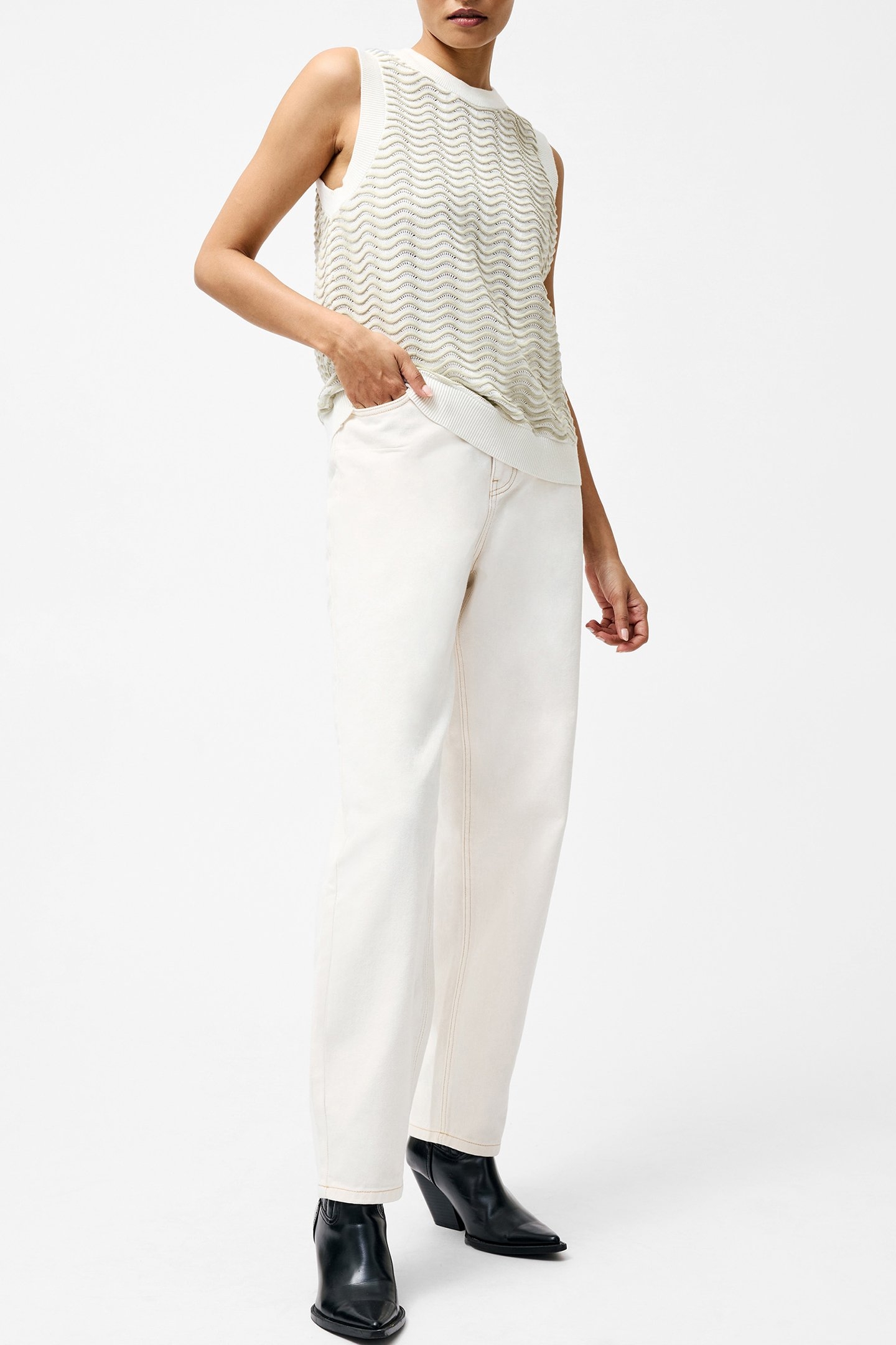 LONDON SLVLSS JUMPER CREAM/PISTACHIO 2