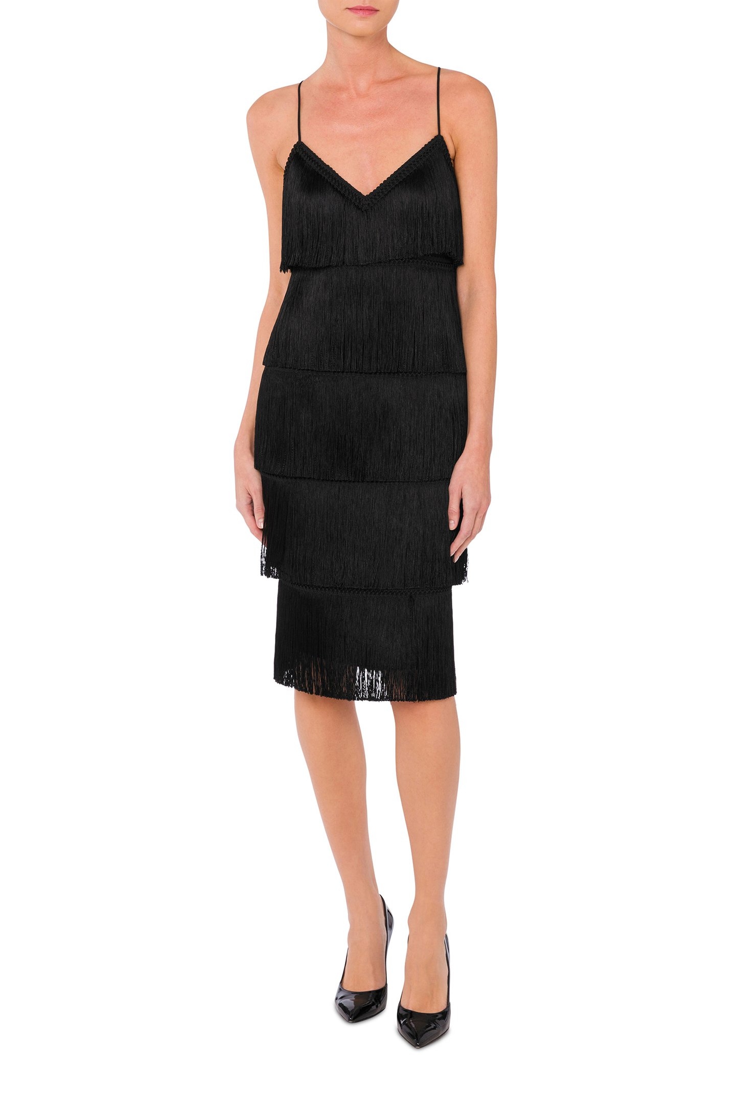 DRESS WITH FRINGES BLACK 1