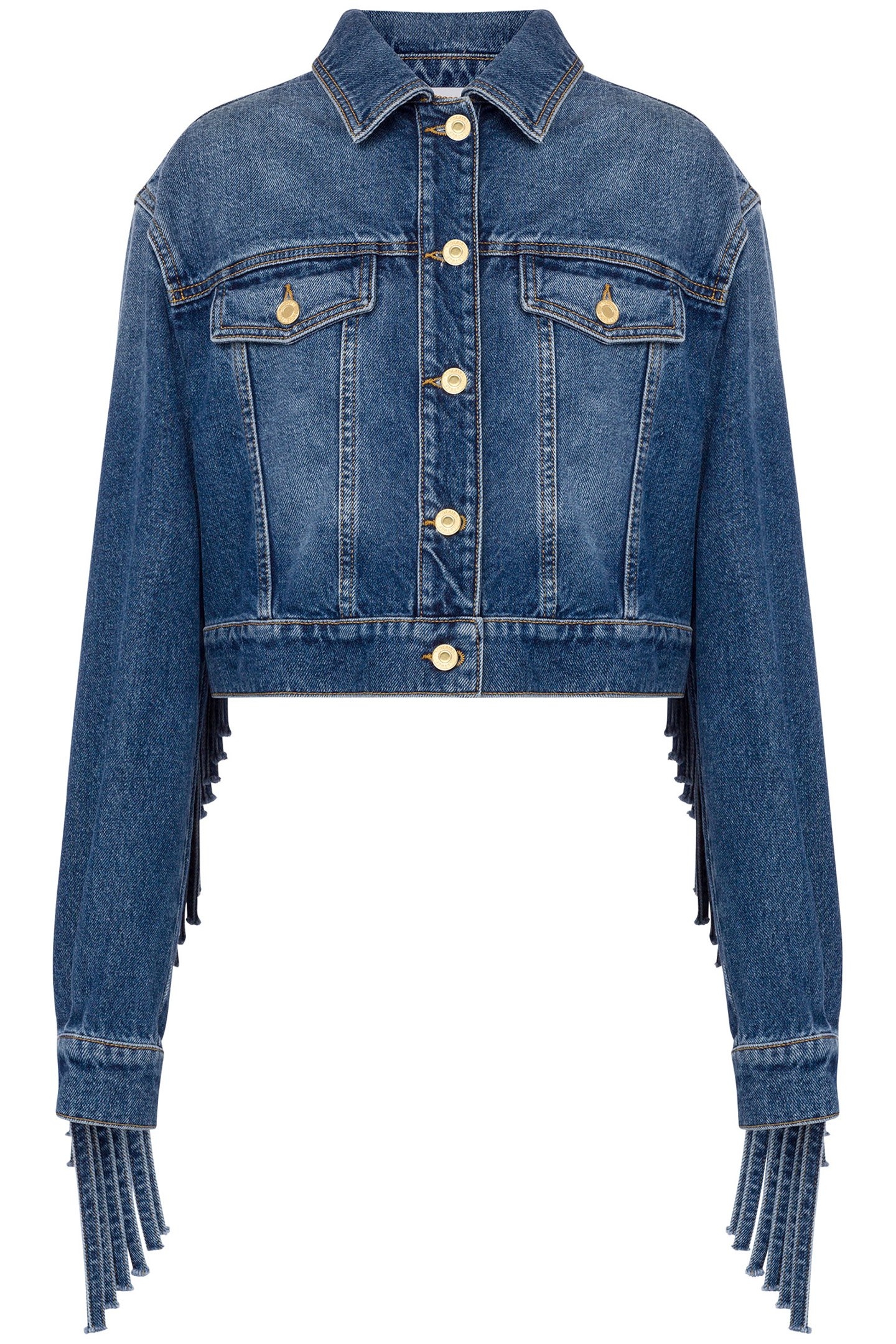 CROPPED JACKET WITH FRINGES BLUE 3