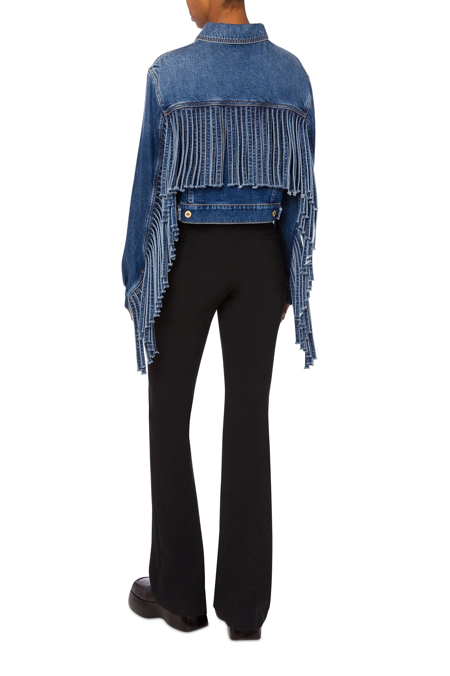CROPPED JACKET WITH FRINGES BLUE 2