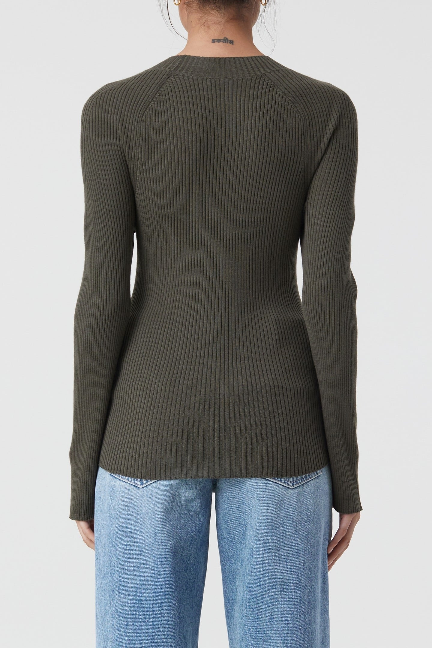 CREW NECK LONG SLEEVE KNITS ARMY GREEN 5