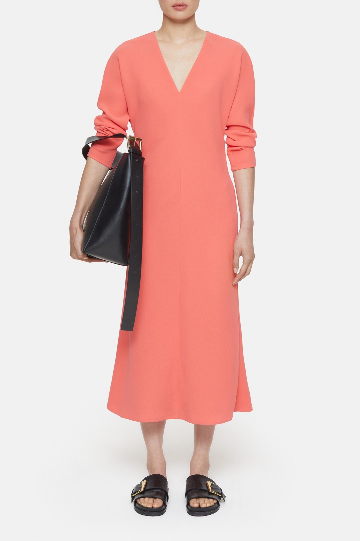 LONG V-NECK DRESS VIBRANT RED 7