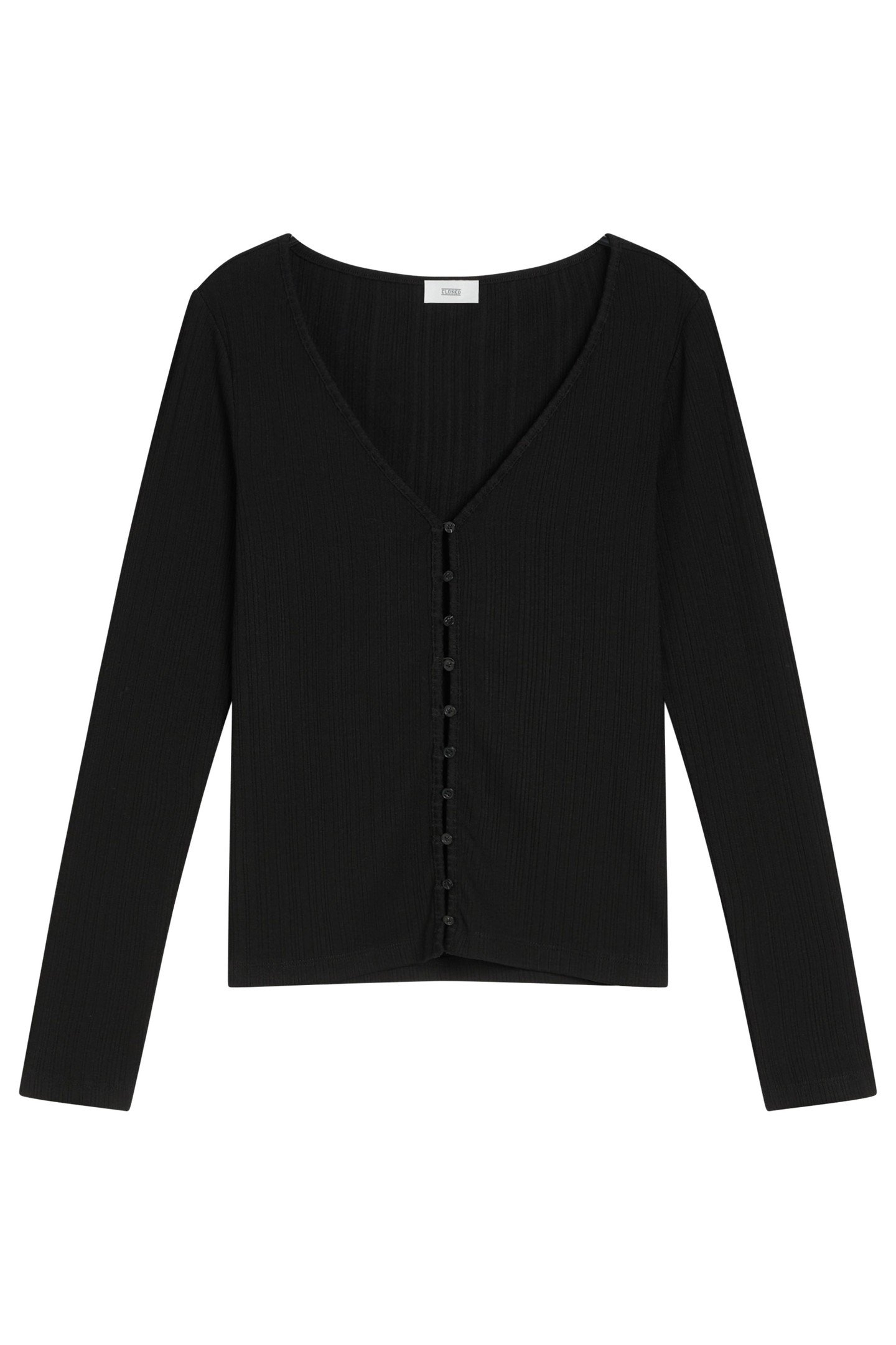 V NECK CARDIGAN T-SHIRTS BLACK 1