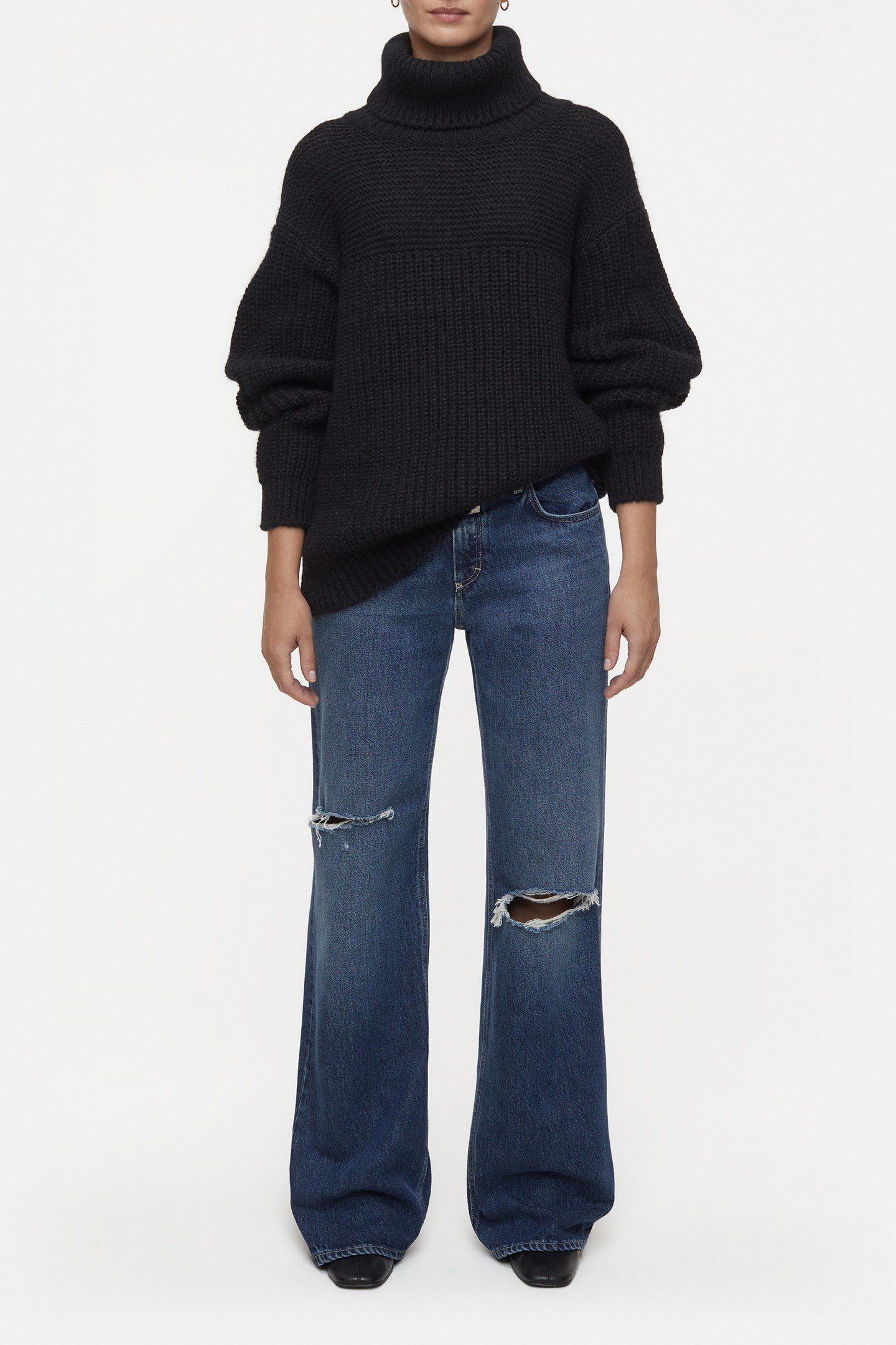 CHUNKY ROLL NECK KNITS BLACK 1