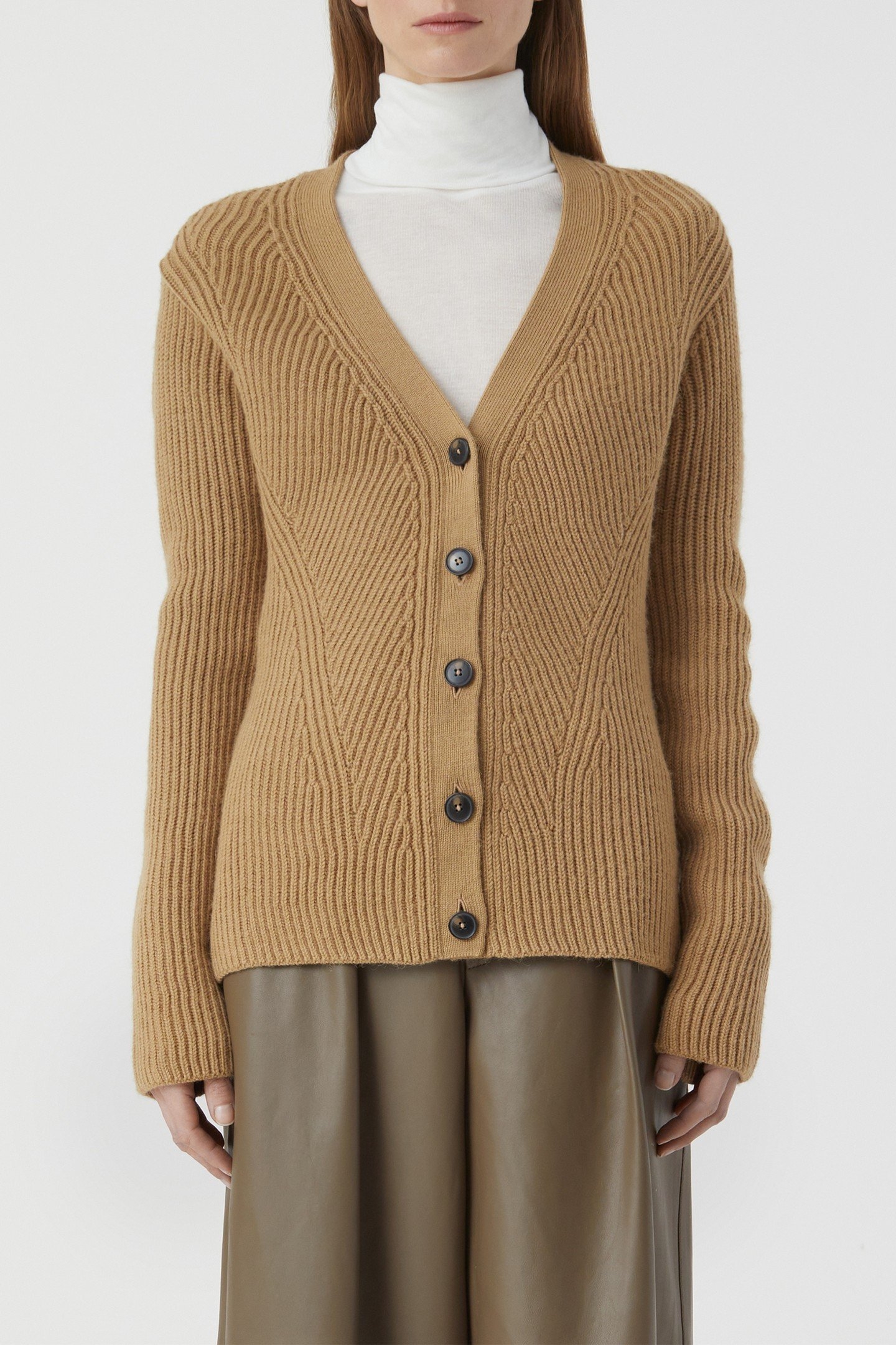 V CARDIGAN LONG SLEEVE KNITS DRIED TABACO 6