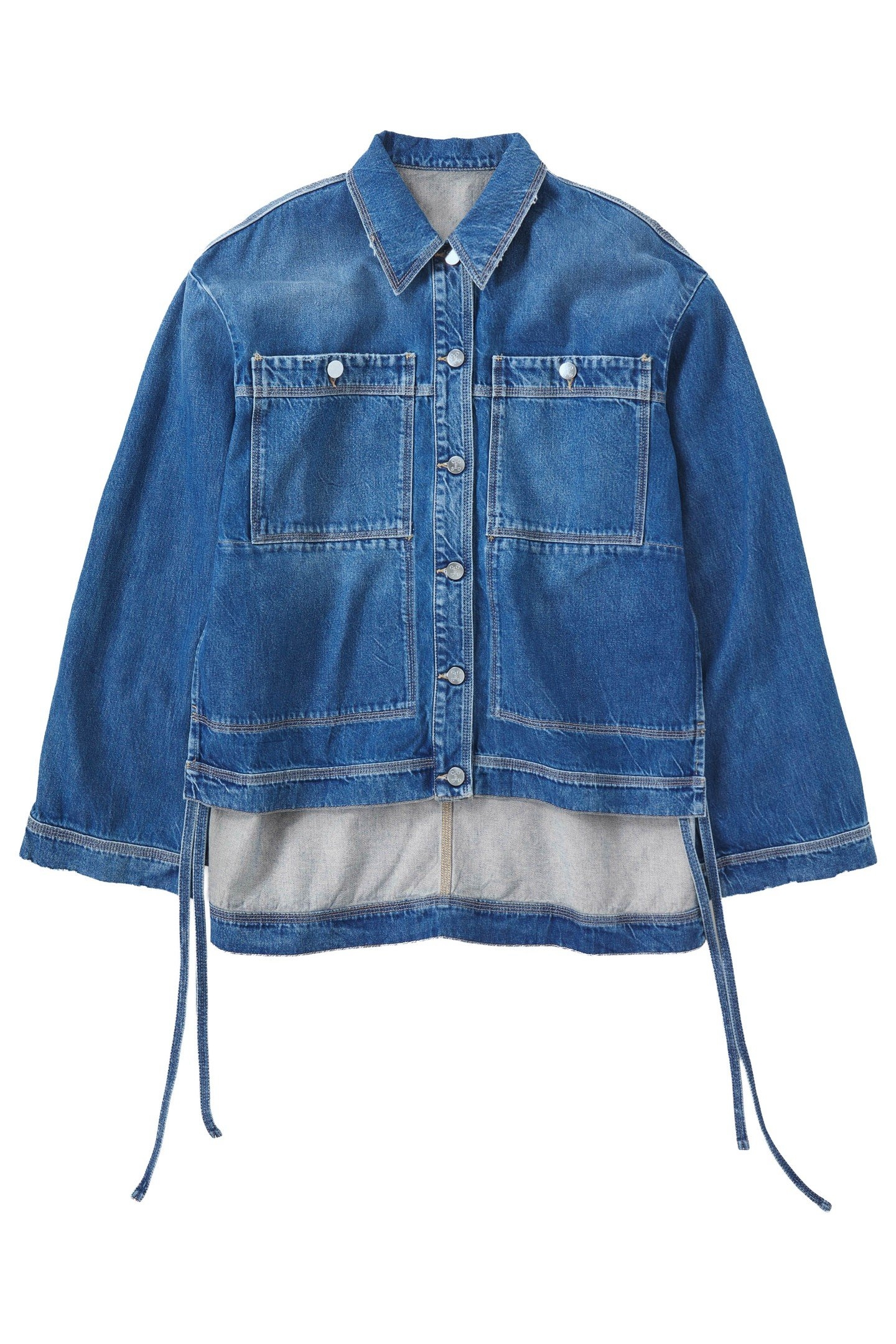 BLOUSE WITH SIDELONG STRAPS SHIRTS & BLOUSES MID BLUE 5