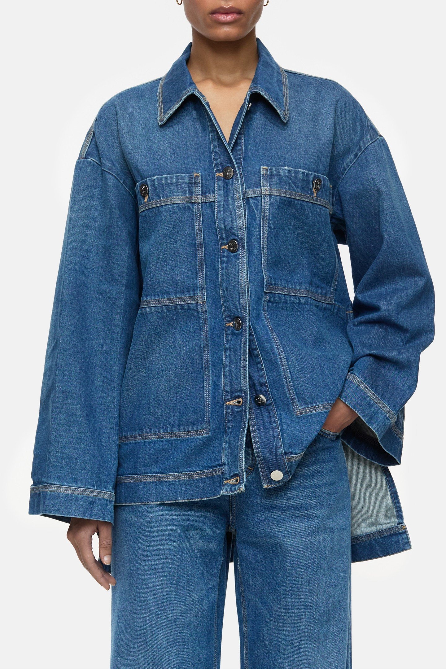 BLOUSE WITH SIDELONG STRAPS SHIRTS & BLOUSES MID BLUE 2