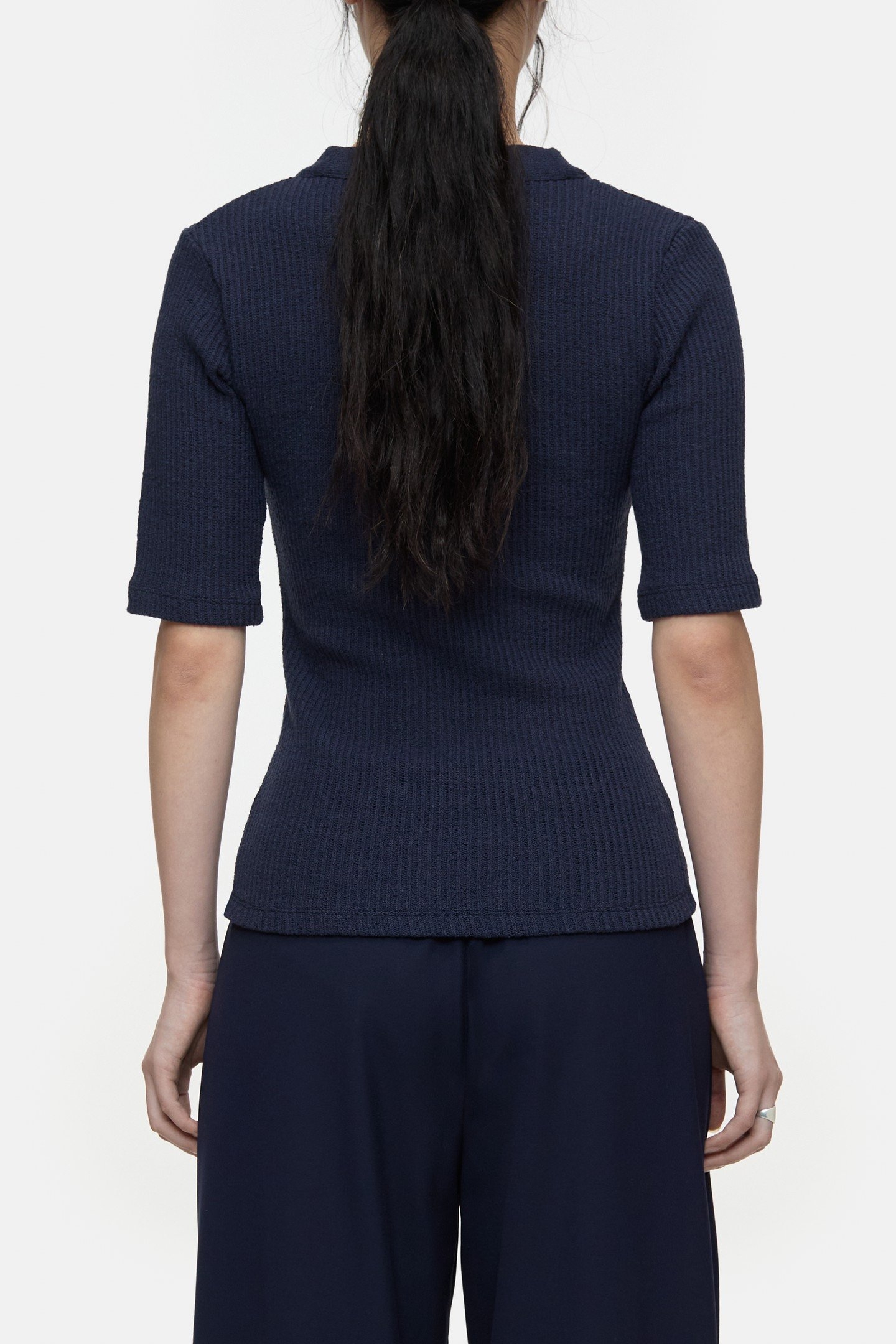 HALF PLACKET V NECK T-SHIRTS DARK NIGHT 2