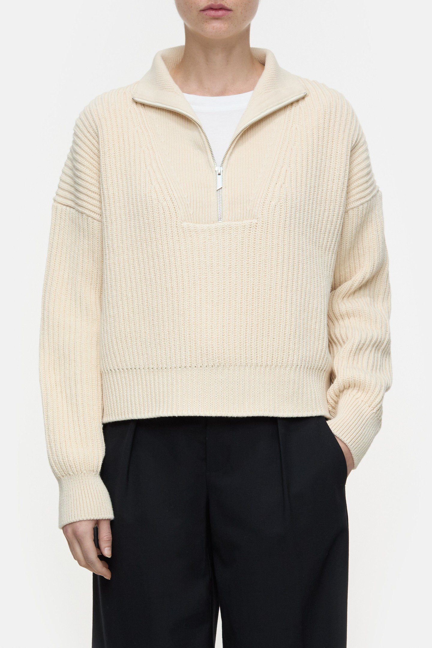 CROPPED TROYER KNITS IVORY 1