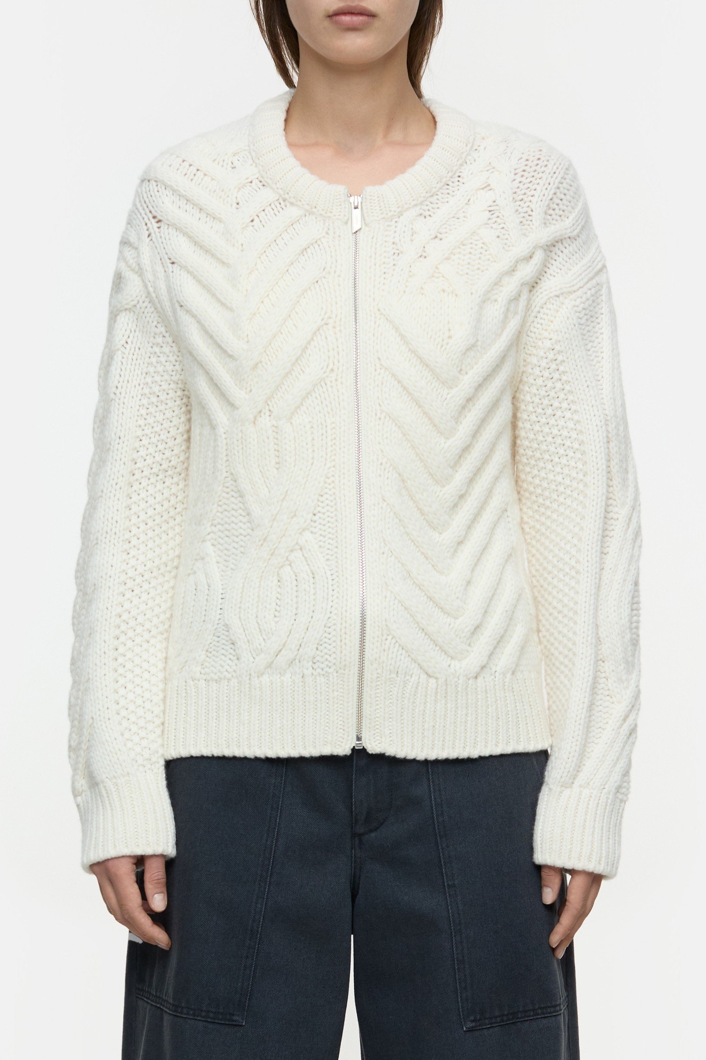 CREW ZIP CARDIGAN KNITS IVORY 1