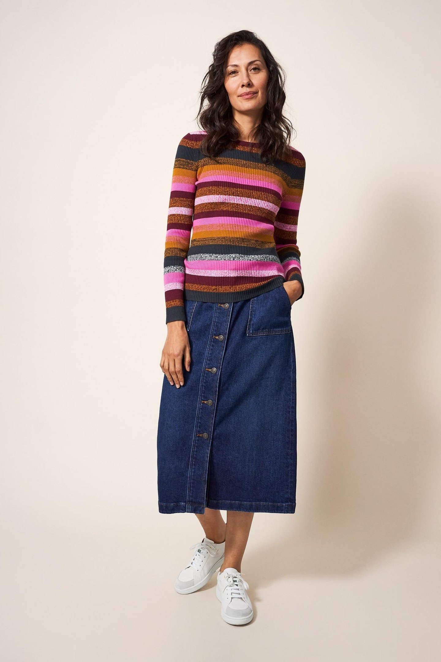 SKINNY RIB JUMPER PINK MULTI 1