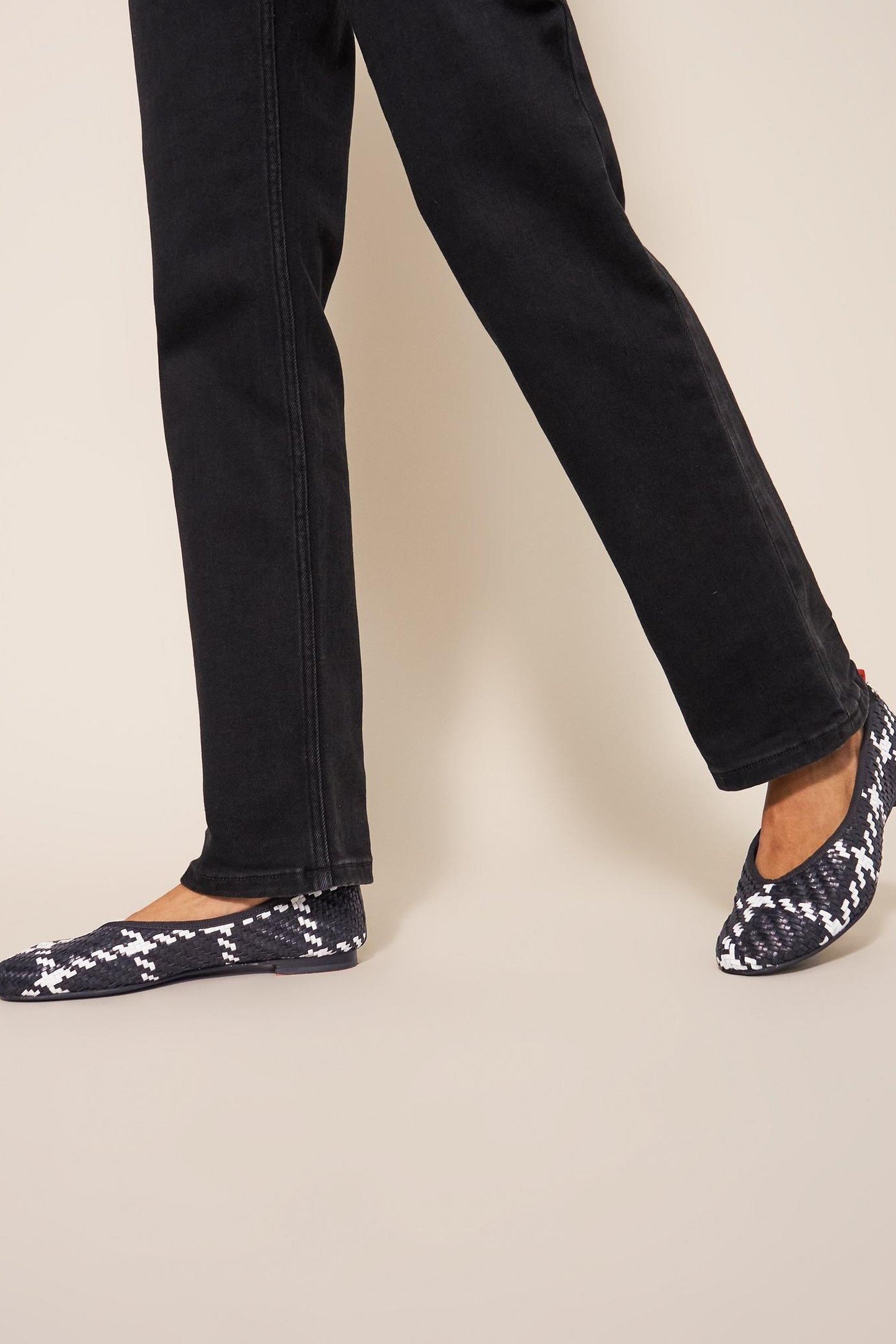 WOVEN LEATHER BALLET PUMP BLACK MULTI 4