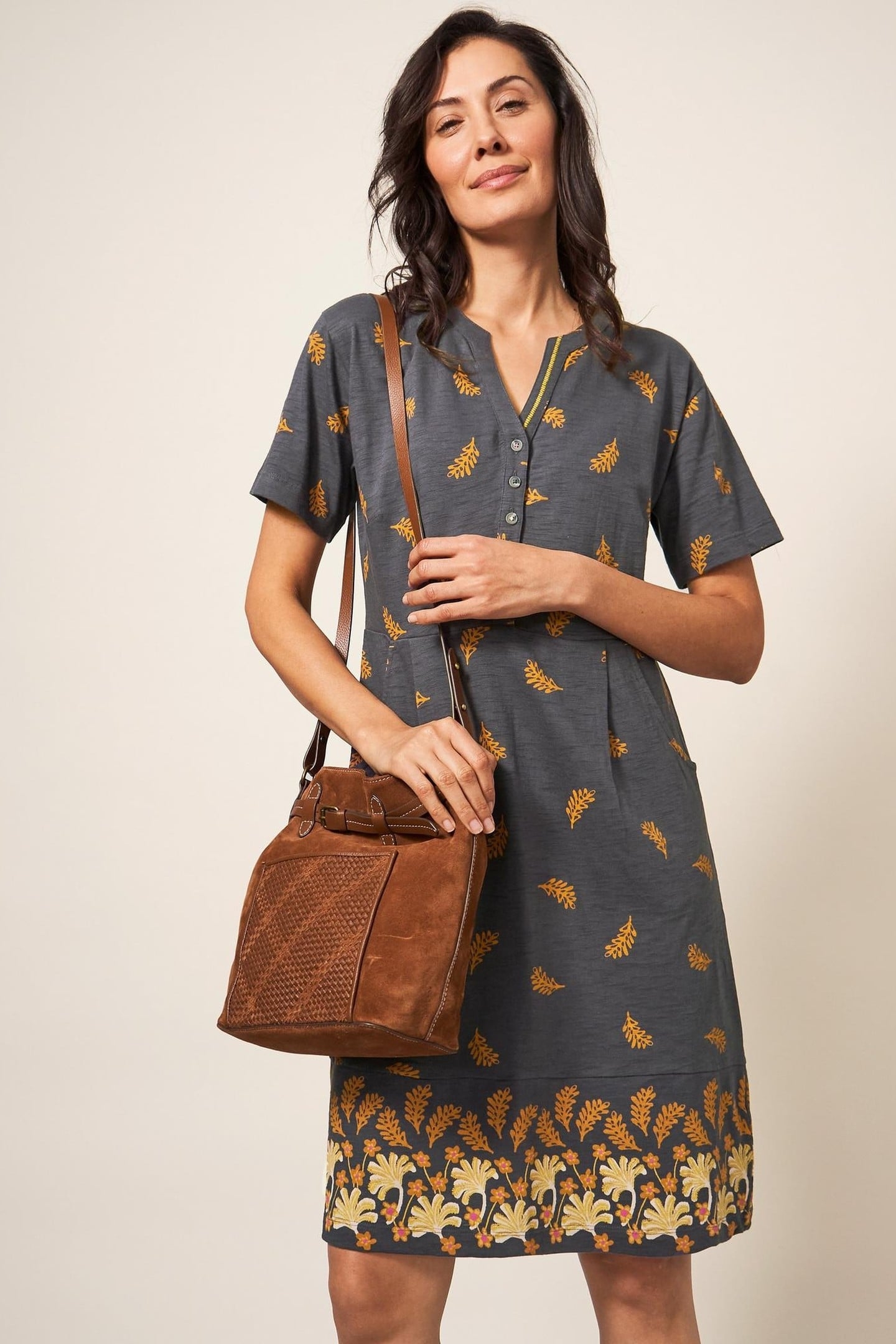 TAMMY COTTON JERSEY DRESS GREY MULTI 1