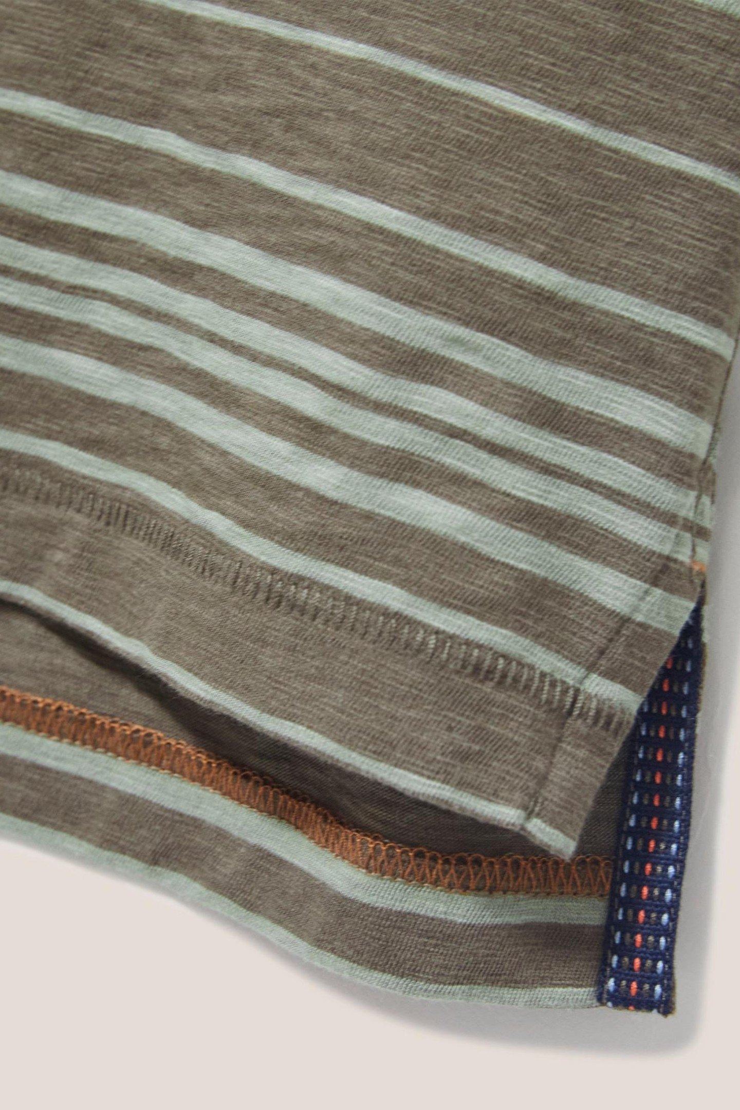 ABERSOCH STRIPE SS TEE KHAKI GREEN 4