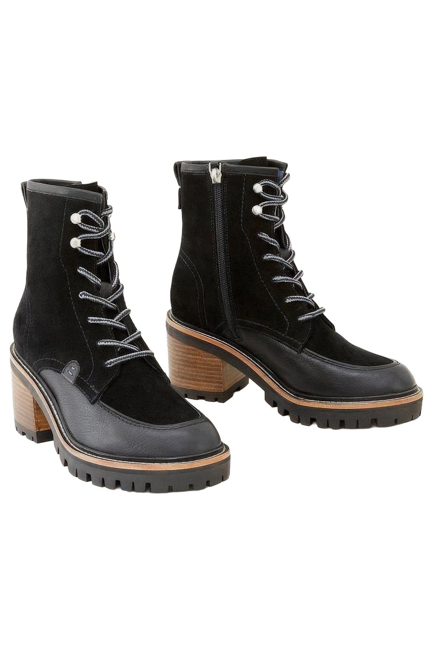 MID HEEL SUEDE LACE UP BOOT PURE BLACK 3