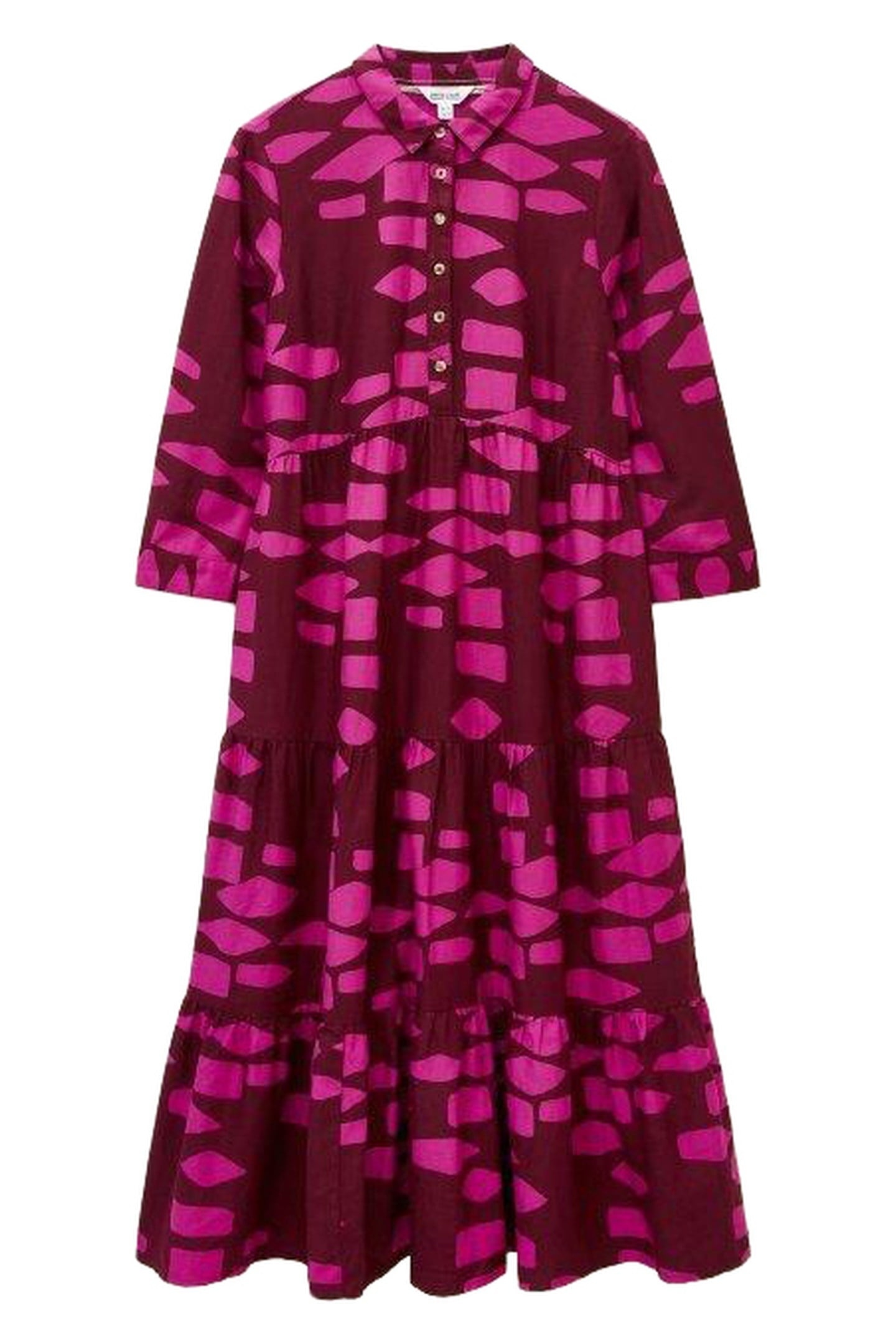 MAYA TIERED SHIRT DRESS PLUM PRINT 1