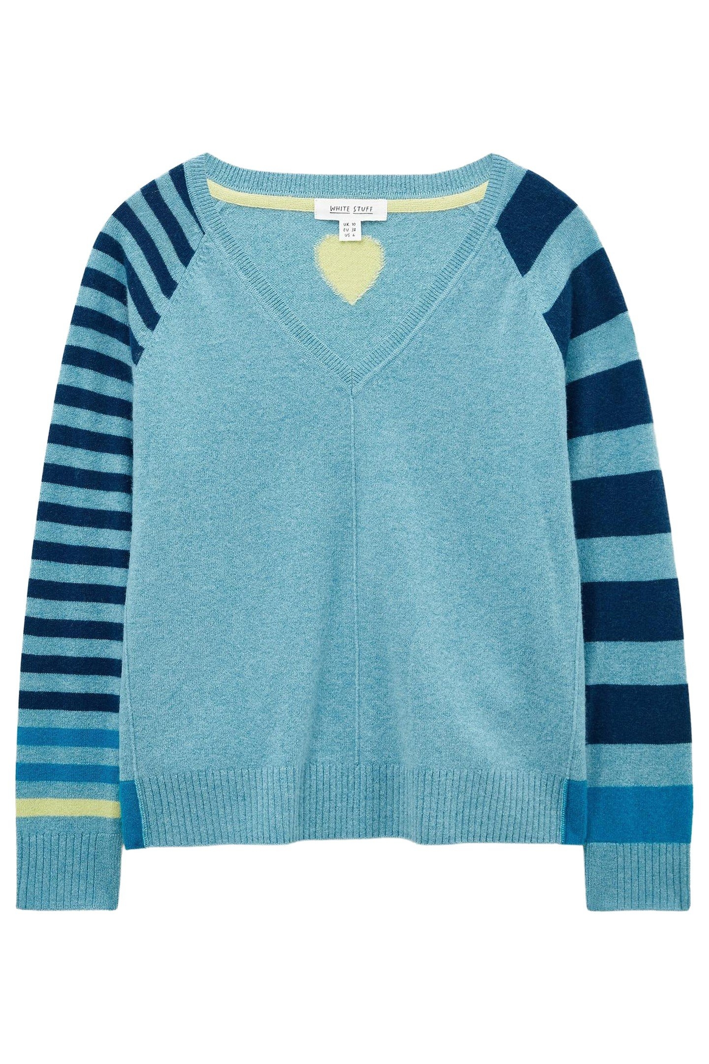 CLARA V NECK CASHMERE JUMPER BLUE MULTI 2