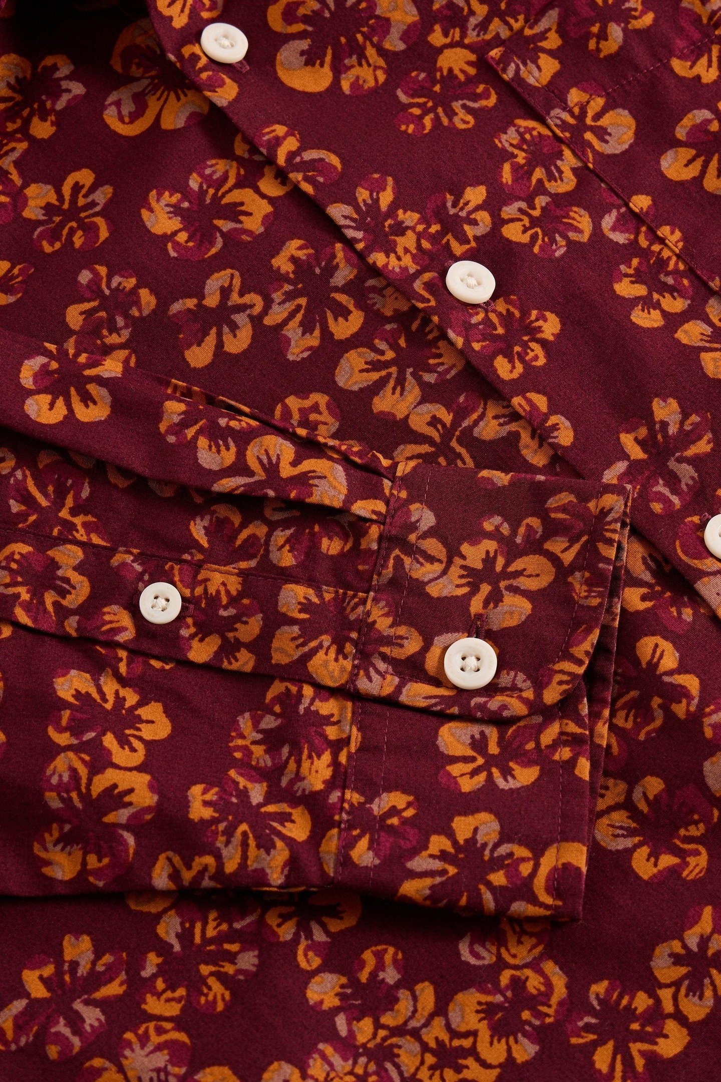AUTUMN FLORAL PRINT LS SHIRT DEEP RED 3
