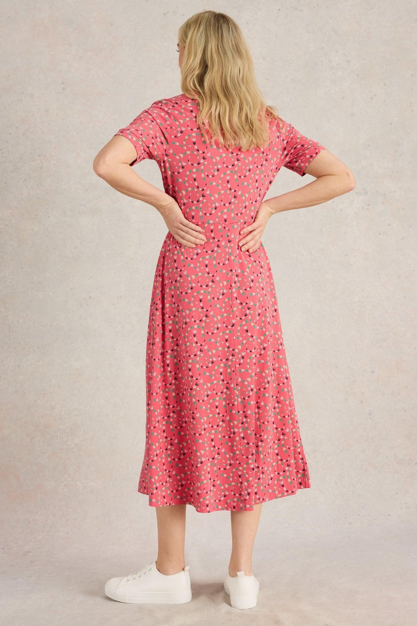 MEGAN JERSEY DRESS CORAL MULTI 2