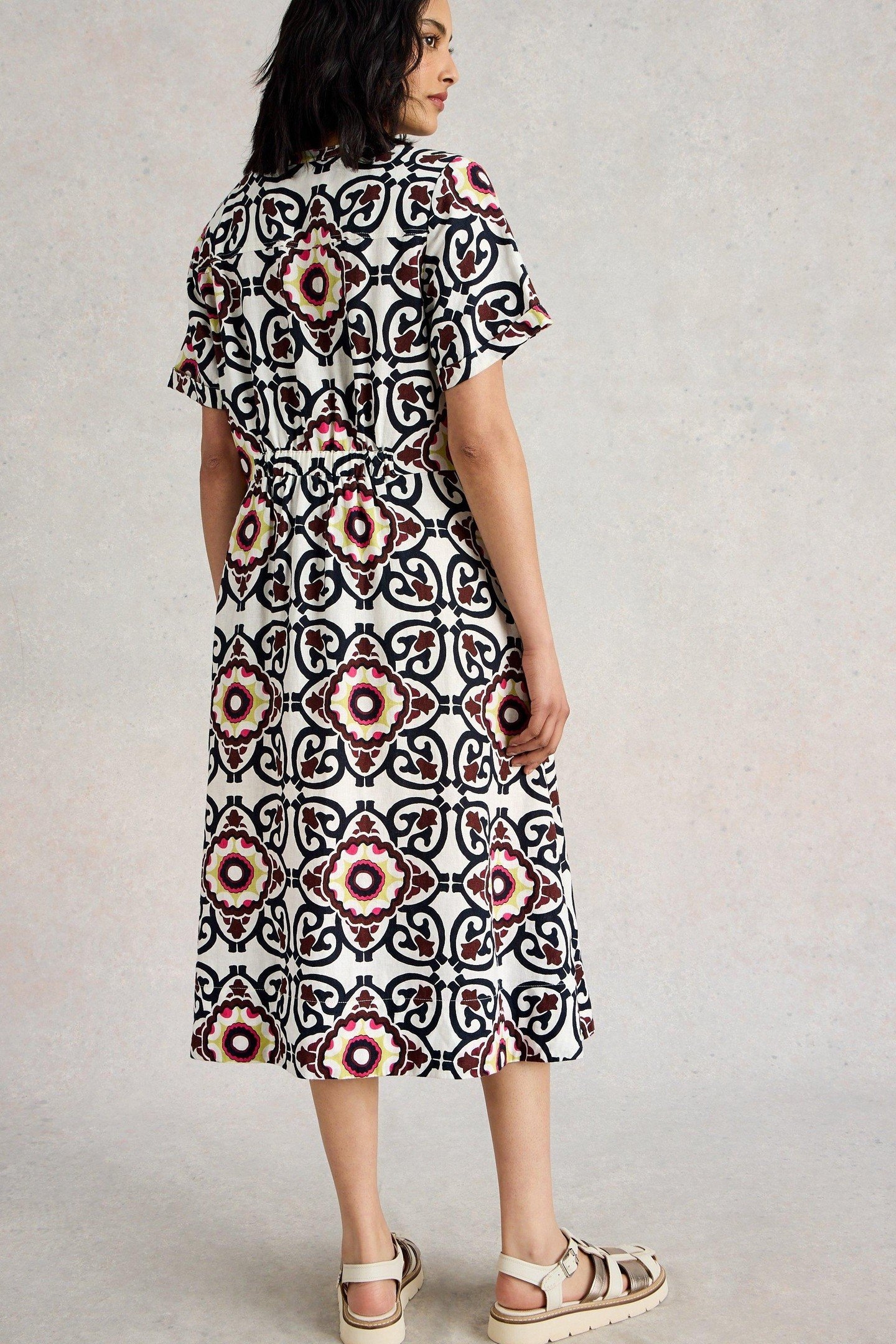 IRIS LINEN DRESS IVORY PRINT 2