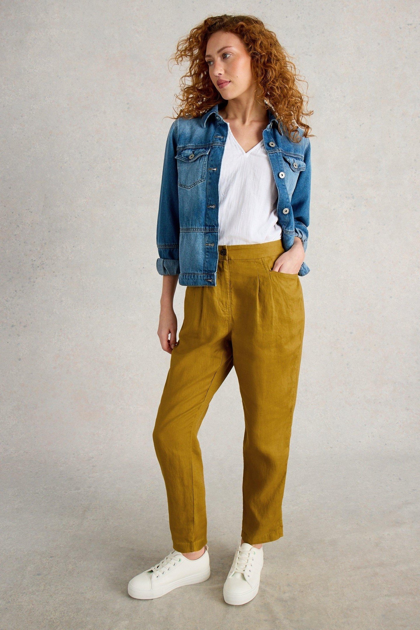 ROWENA LINEN TROUSER MID CHARTREUSE 1