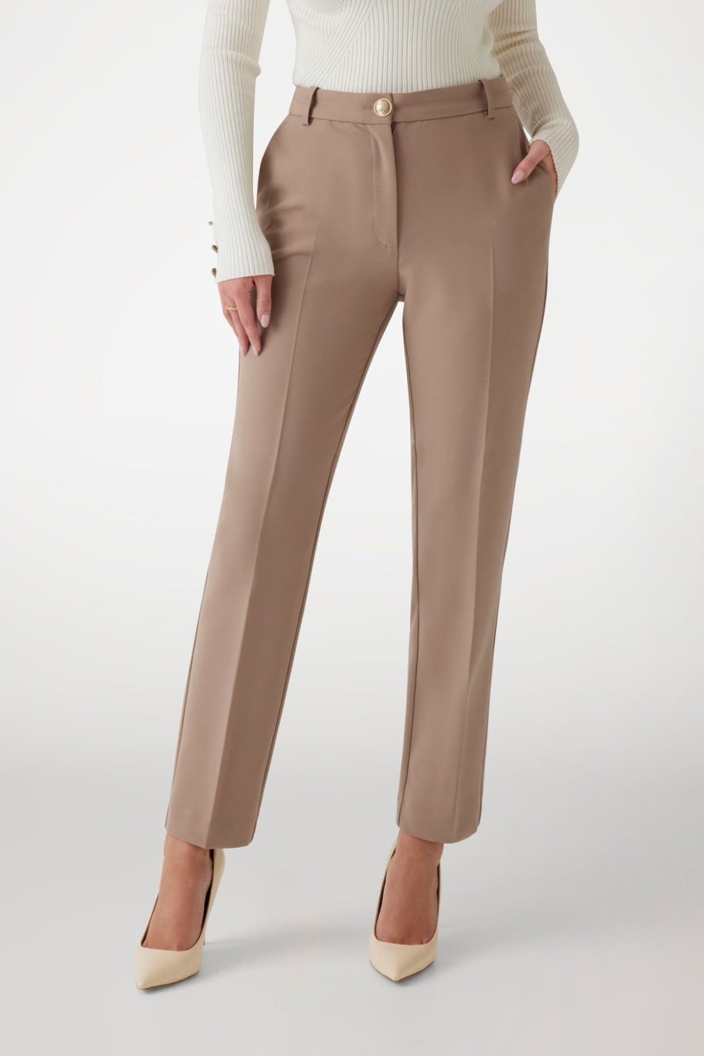 MARCIANO BY GUESS CELIA CHINO PANT SILK TAUPE 1