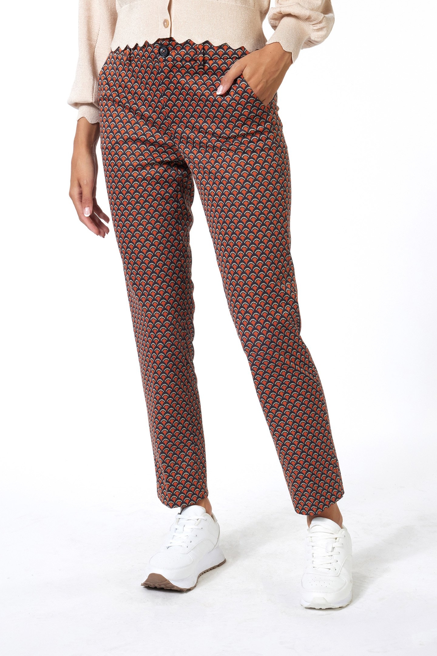 TROUSERS CHINO SCALLOPED PRINT PRINT 1