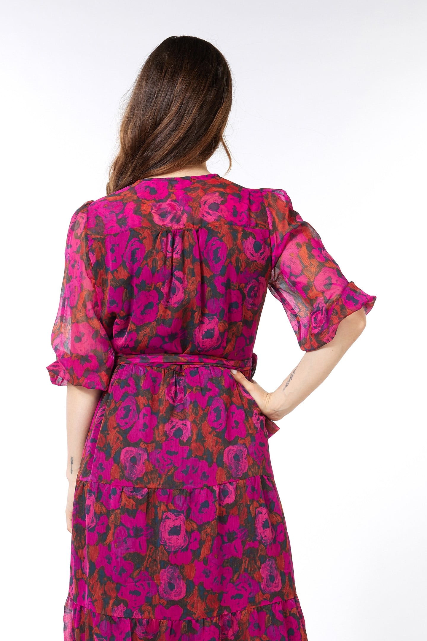 DRESS LONG WRAP OVER FLORAL WILDING PRINT 5