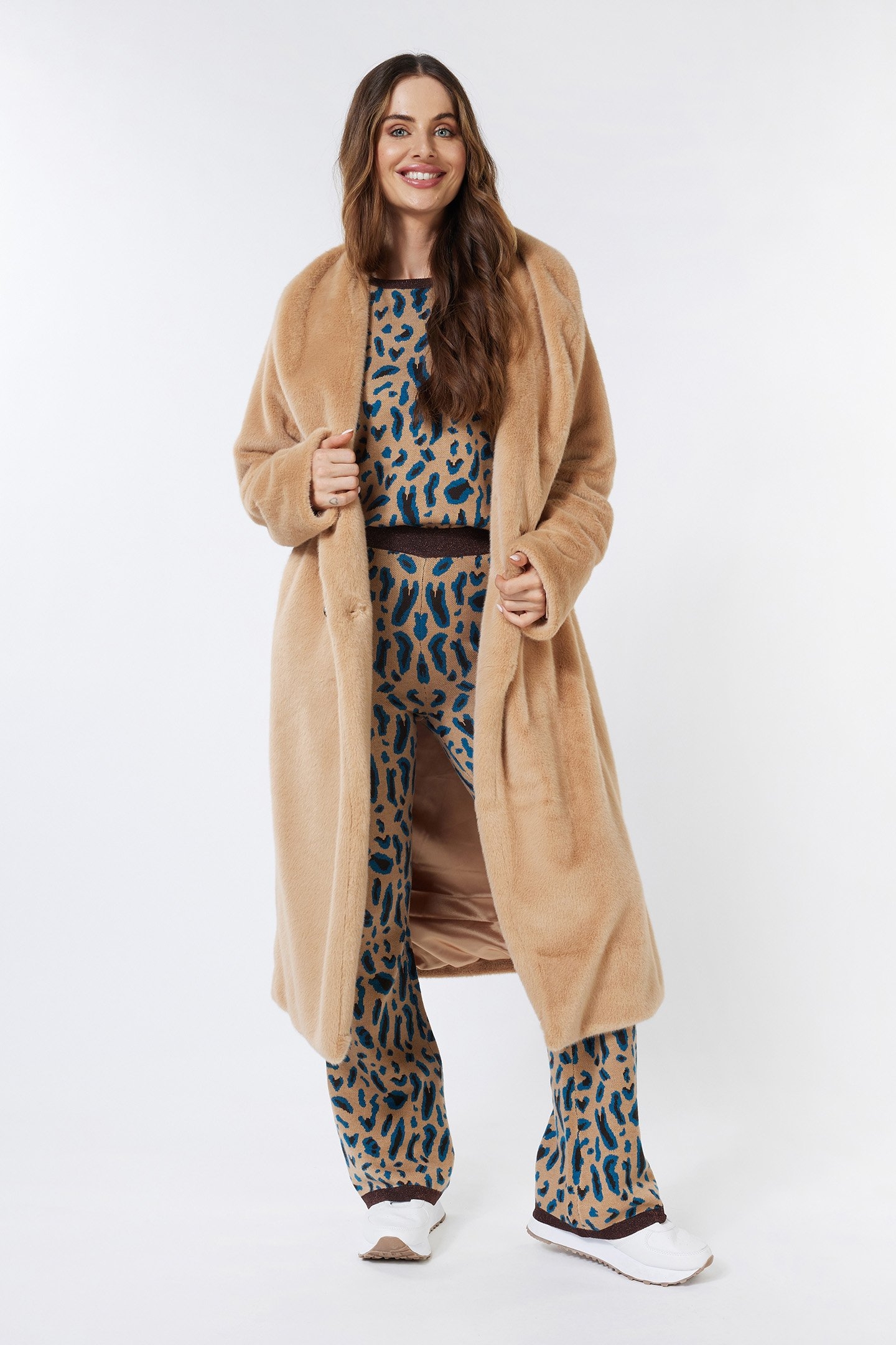 COAT SHAWL COLLAR FAKE FUR CAMEL 2