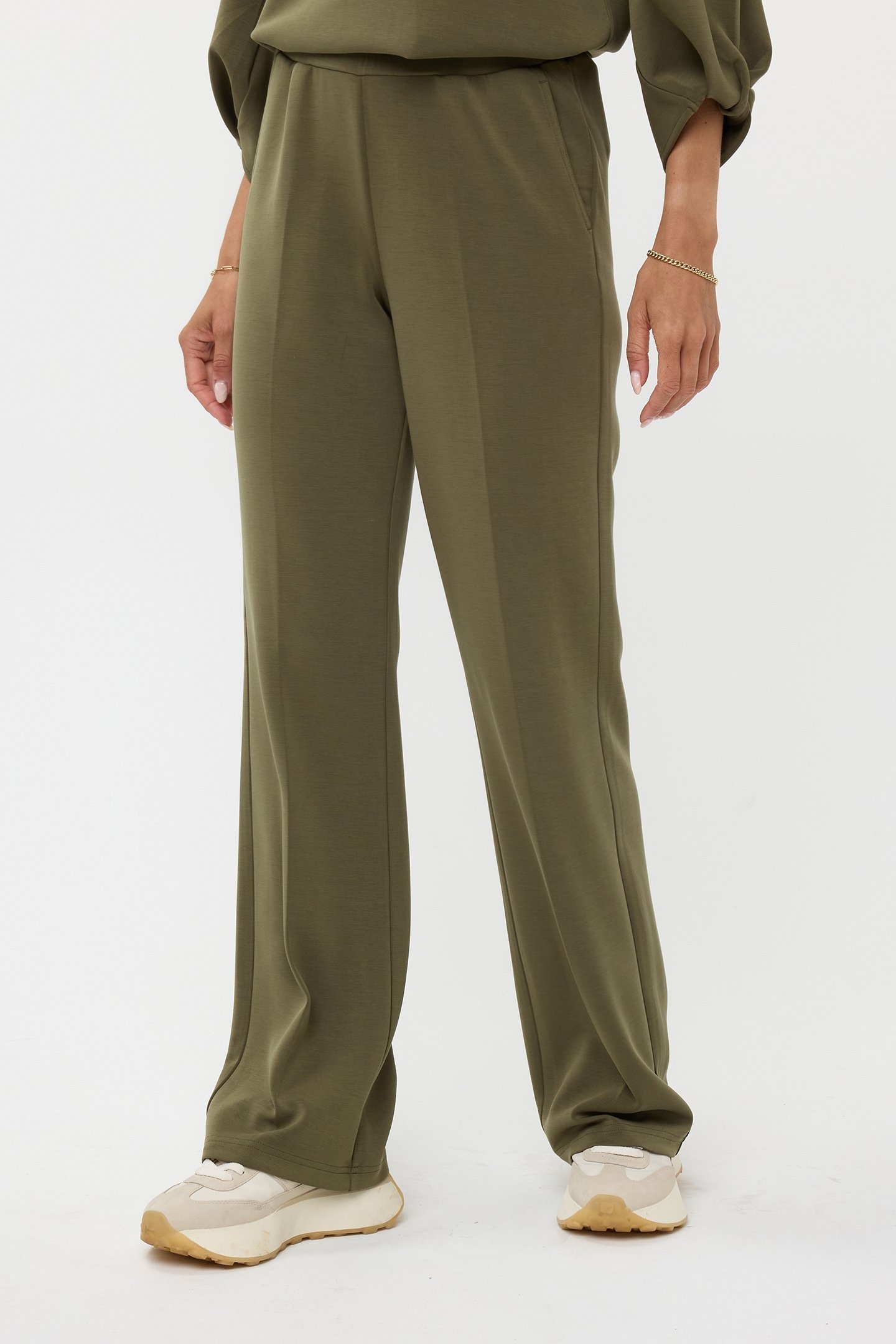 TROUSERS FLAIR MODAL MOSS GREEN 1