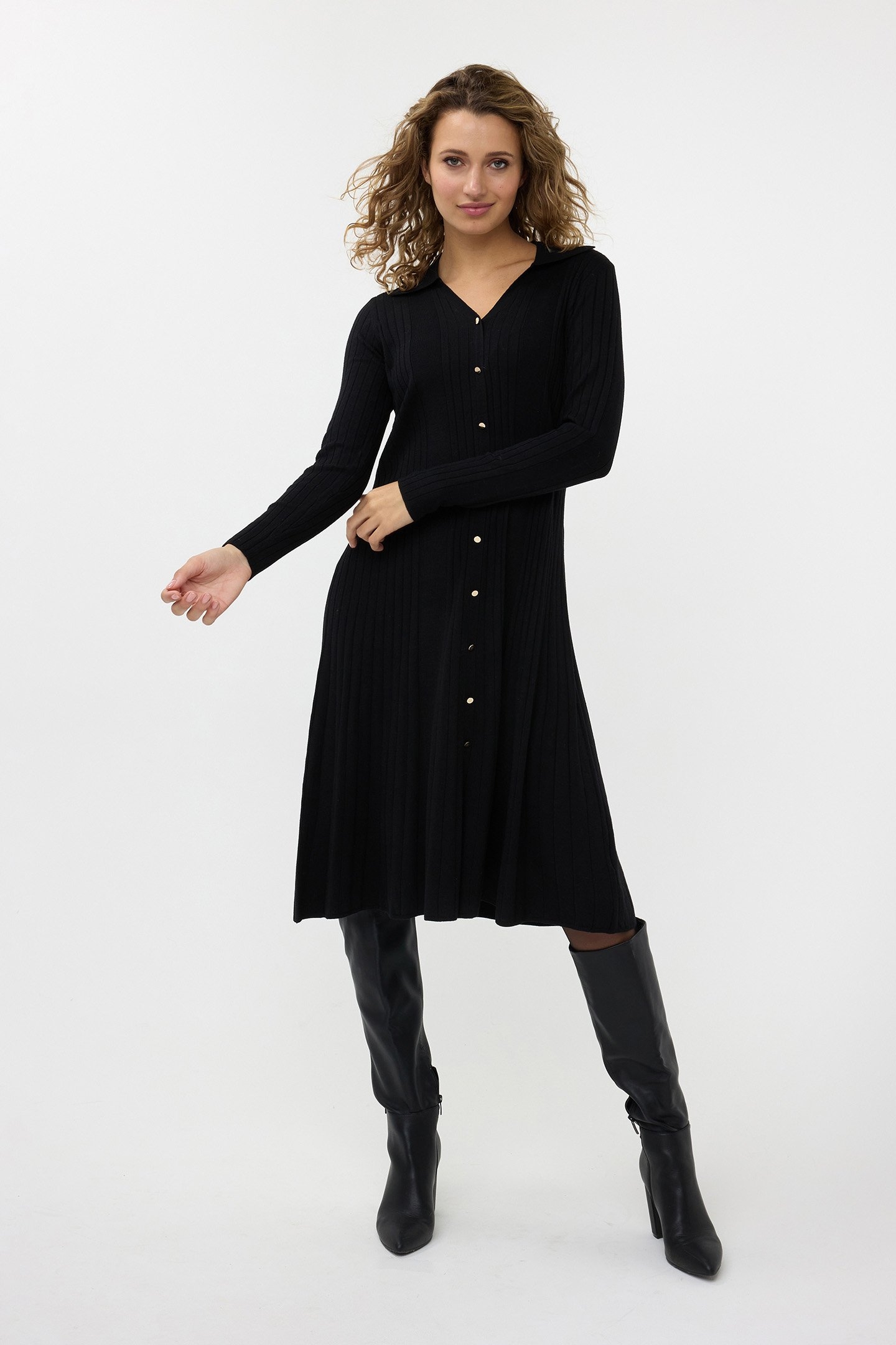 DRESS RIB BUTTON CLOSURE BLACK 2
