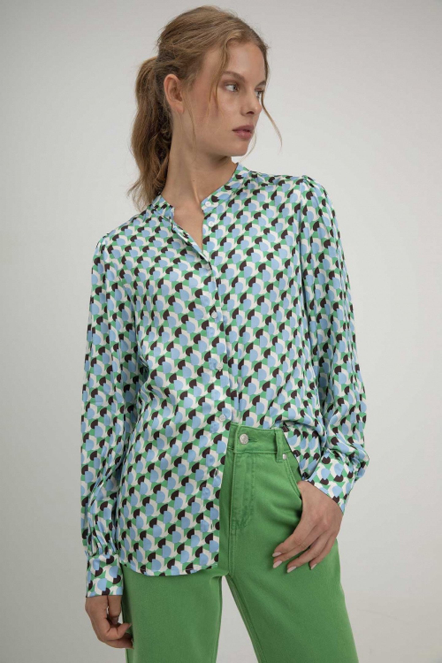 SIGRID BLOUSE PARROT GREEN PRINT 1
