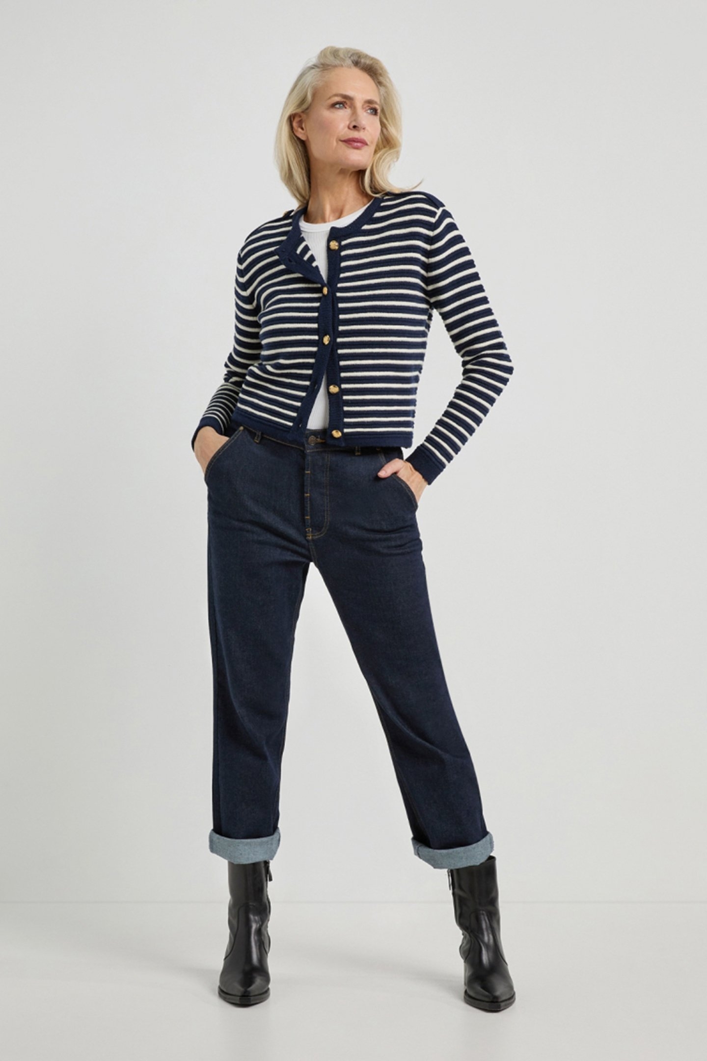 AVERY CARDIGAN NAVY STRIPE 1