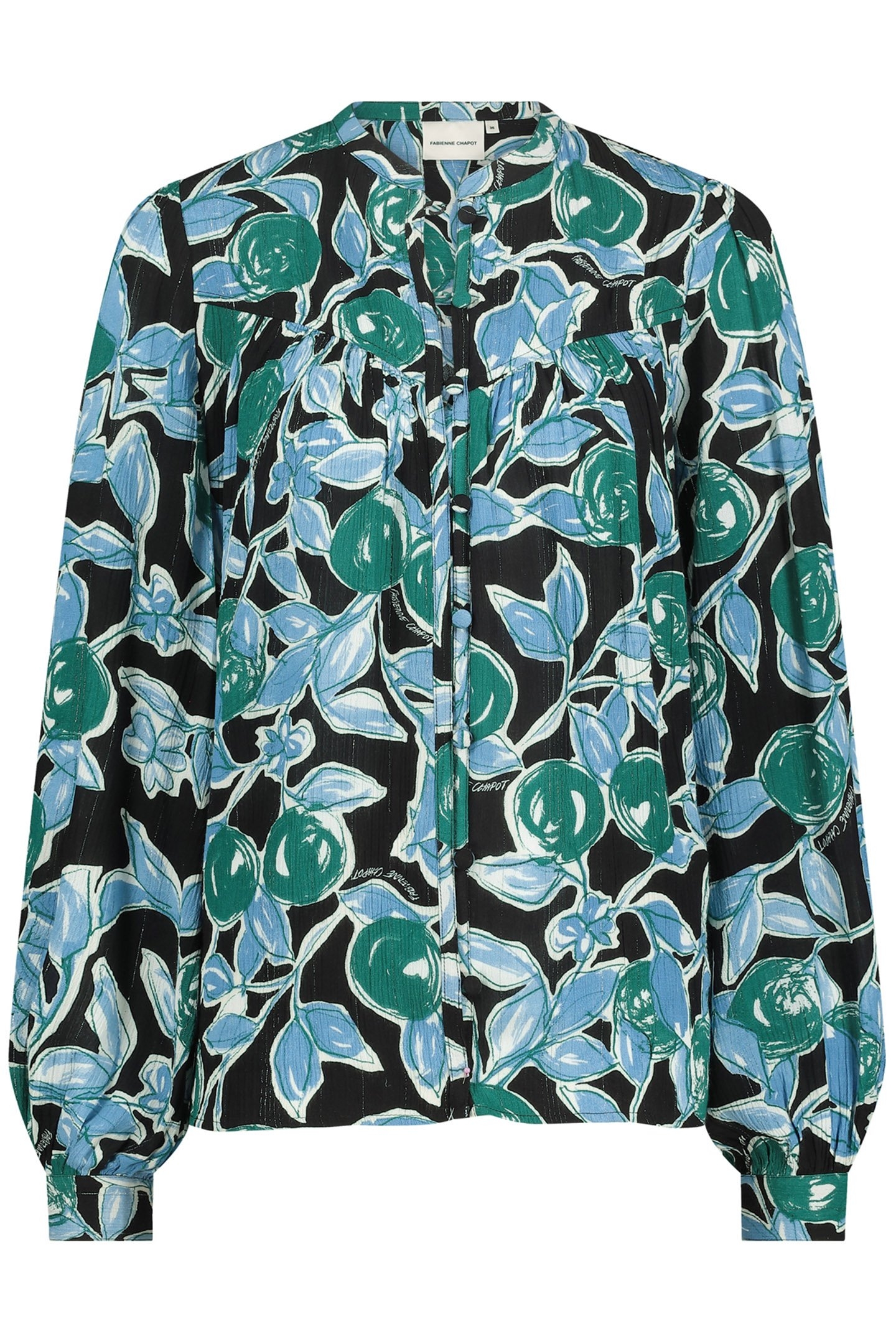 RESA BLOUSE BLACK/BOTTLE GREEN 4