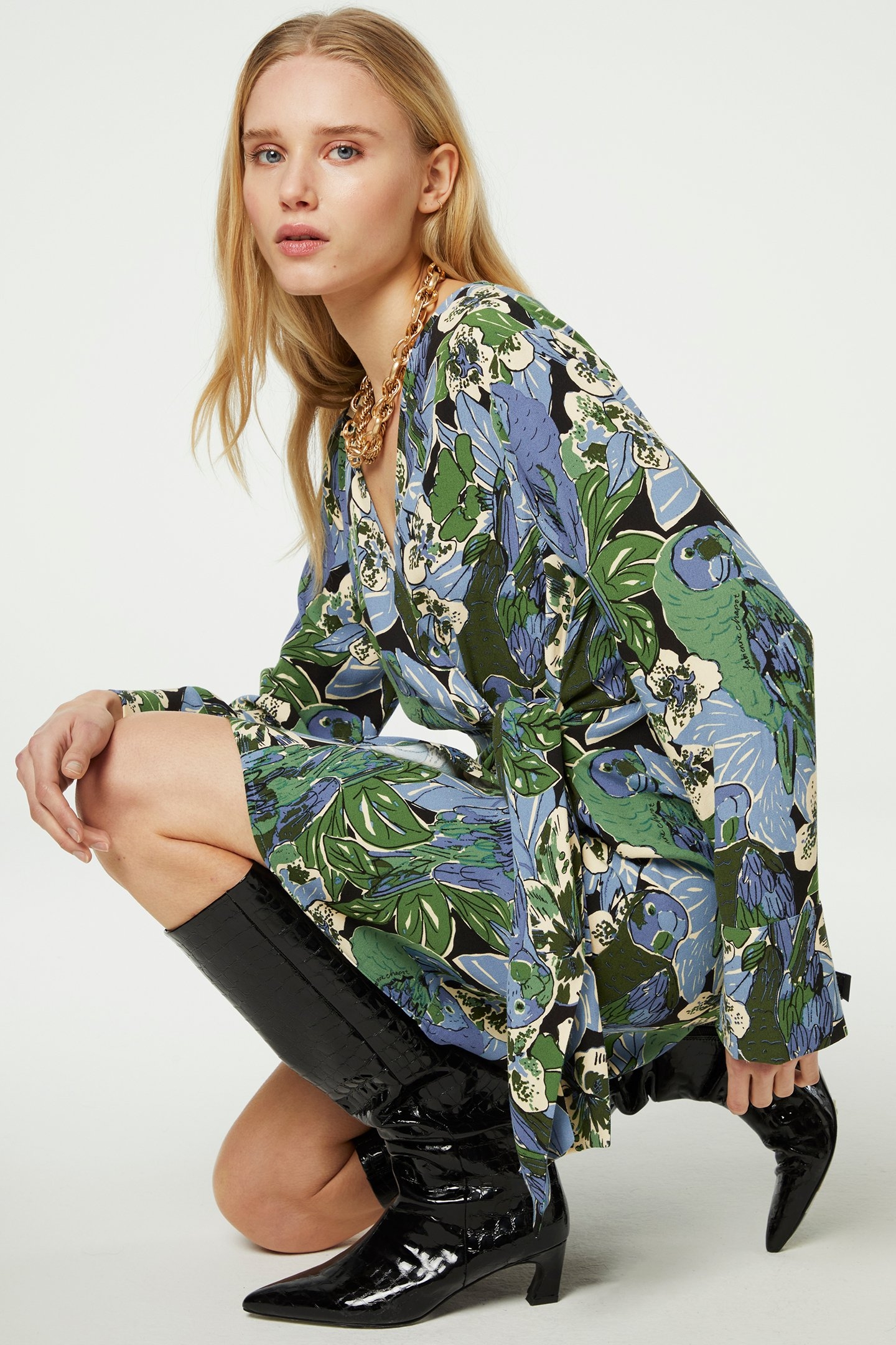 SELENA SHORT DRESS BLACK/PARROT GREEN 4