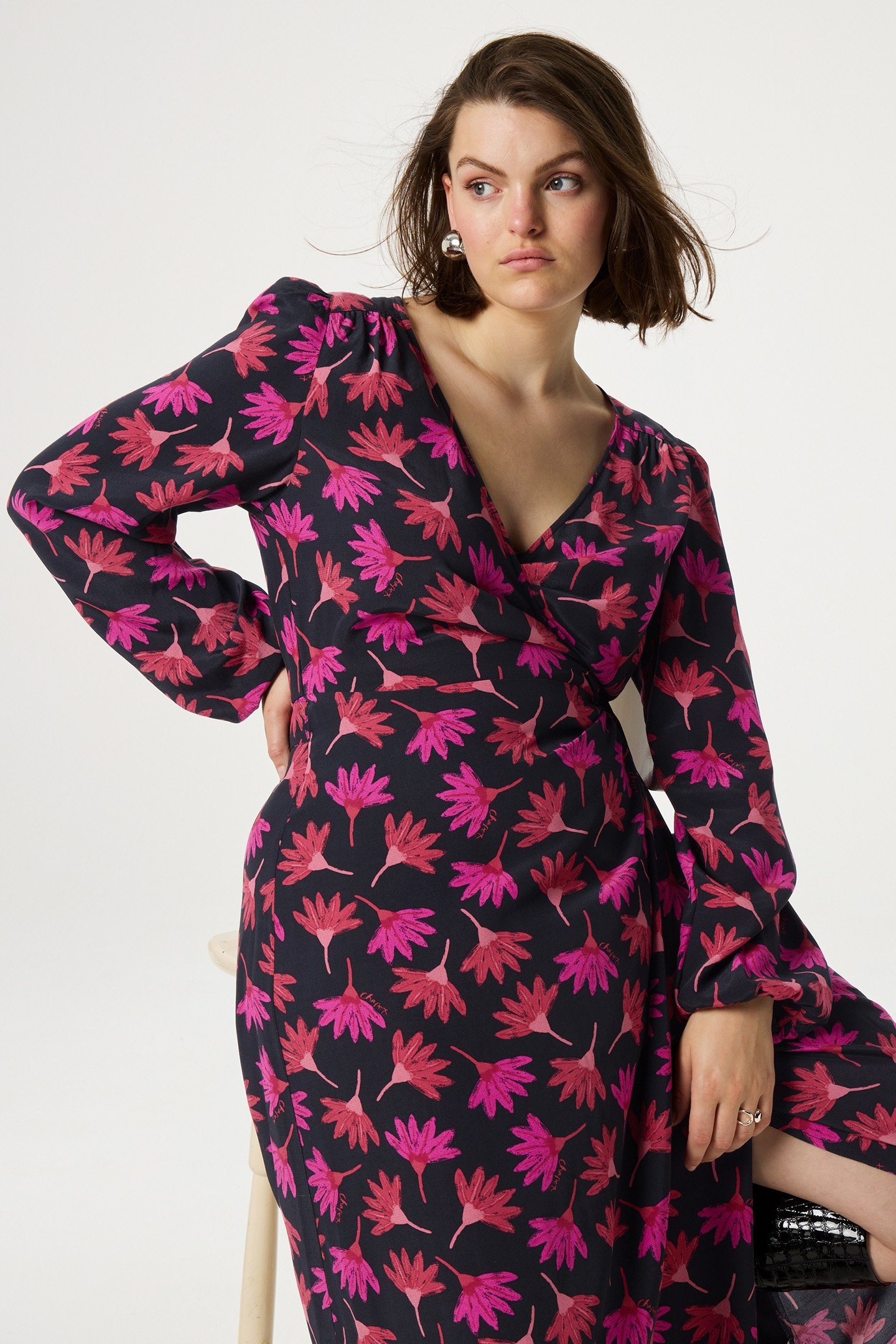 NIA DRESS BLACK/CERISE RED 4