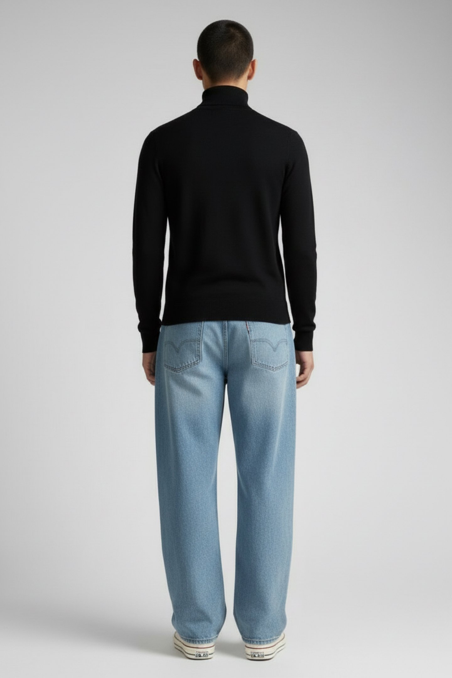 ROSS BADGE REGULAR KNITTED TURTLE NECK JET BLACK 2