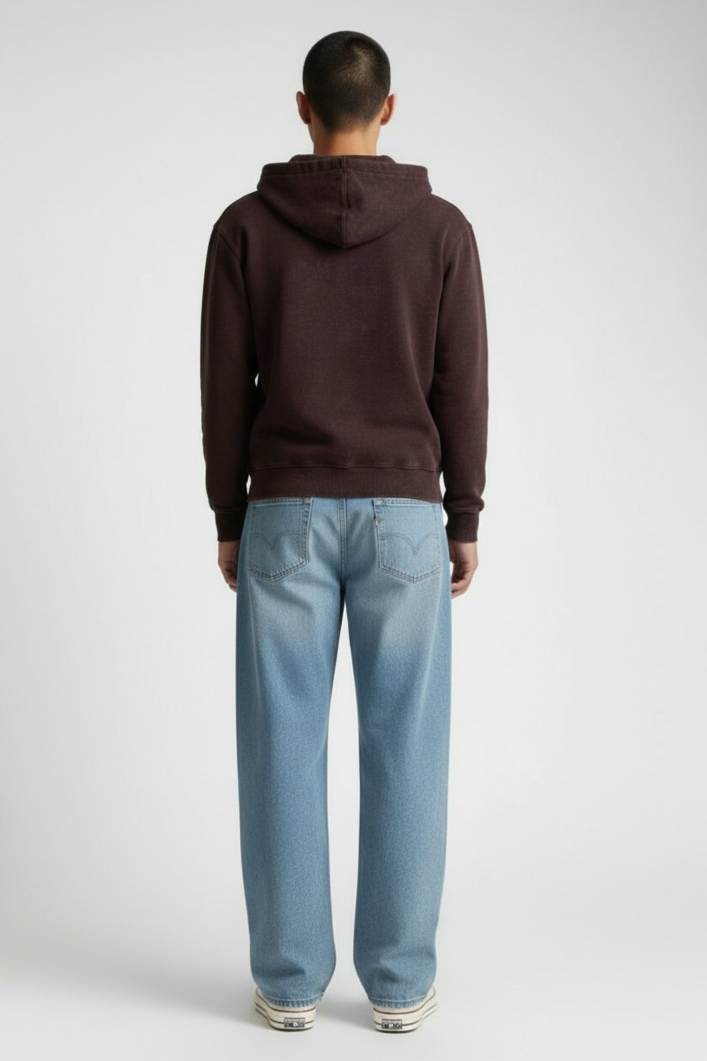 URBAN WASHED ZIP HOODIE DEEP BROWN 2