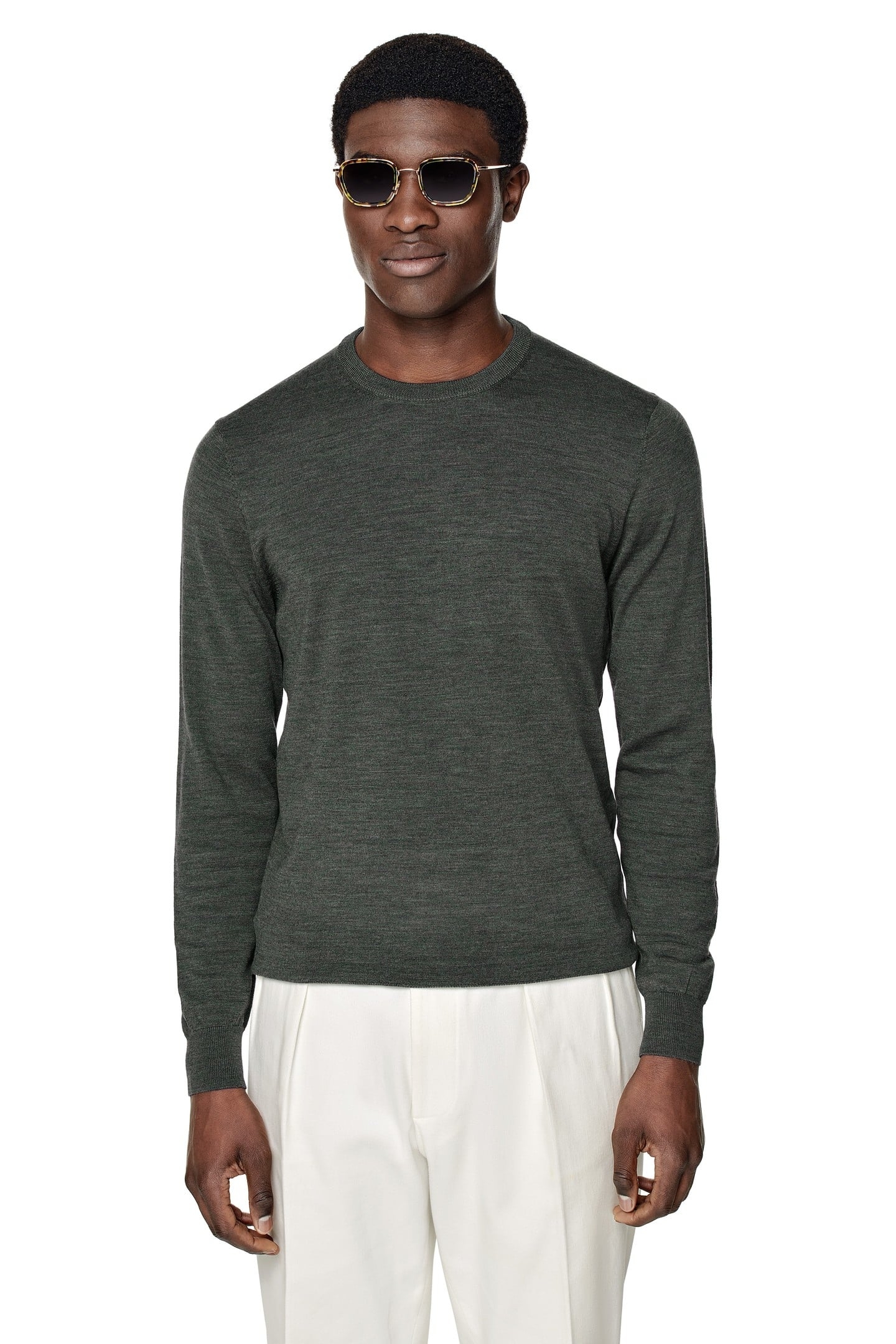 LS CREW MERINO ARMY DARK GREEN 2